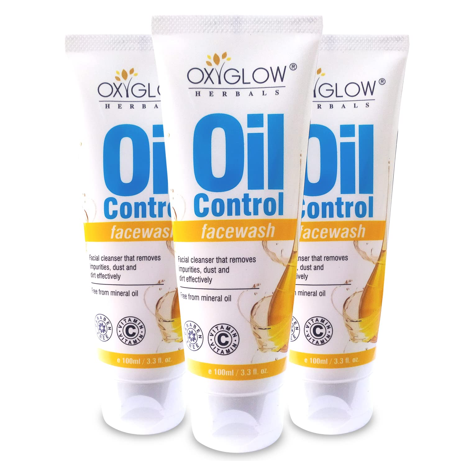 OxyGlow Herbals Anti-Acne Oil Control Face Wash - pH Balancing, Deep Cleansing & Bacteria Removal (100ml, Pack of 3) | Perfect for Oily & Acne-Prone Skin, Daily Skincare Routine, Morning & Night Use