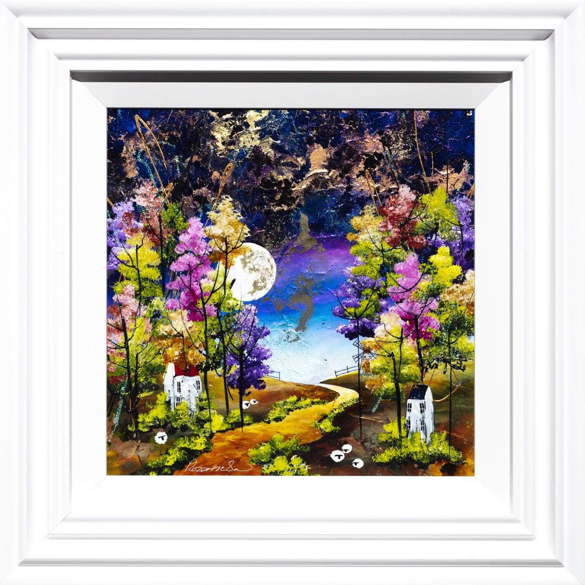 Original Moonlit Path Painting - Handmade Wall Art for Living Room, Bedroom & Office Decor - Perfect Gift for Home & Housewarming
