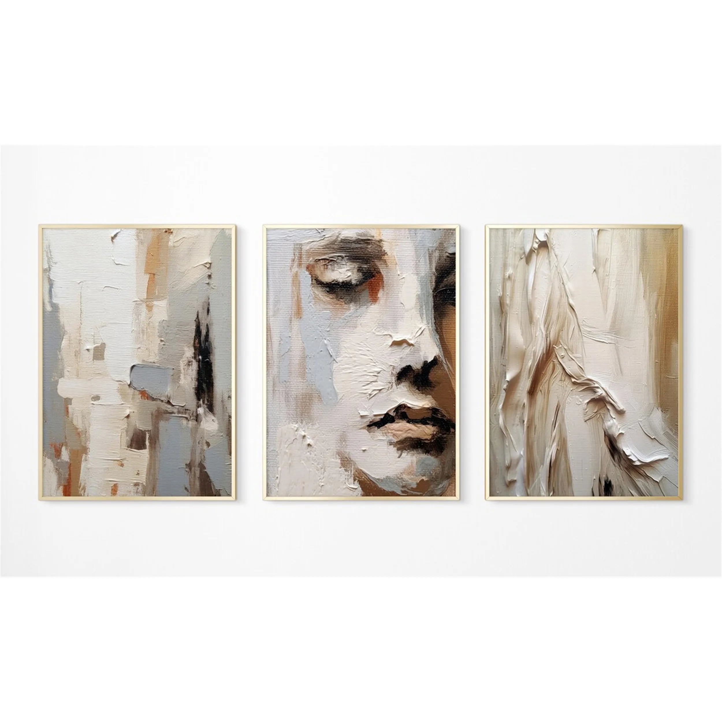 Abstract Tranquility Set of 3 Wall Art Paintings - Modern Minimalist Canvas Prints for Living Room, Bedroom & Office Decor #AB141