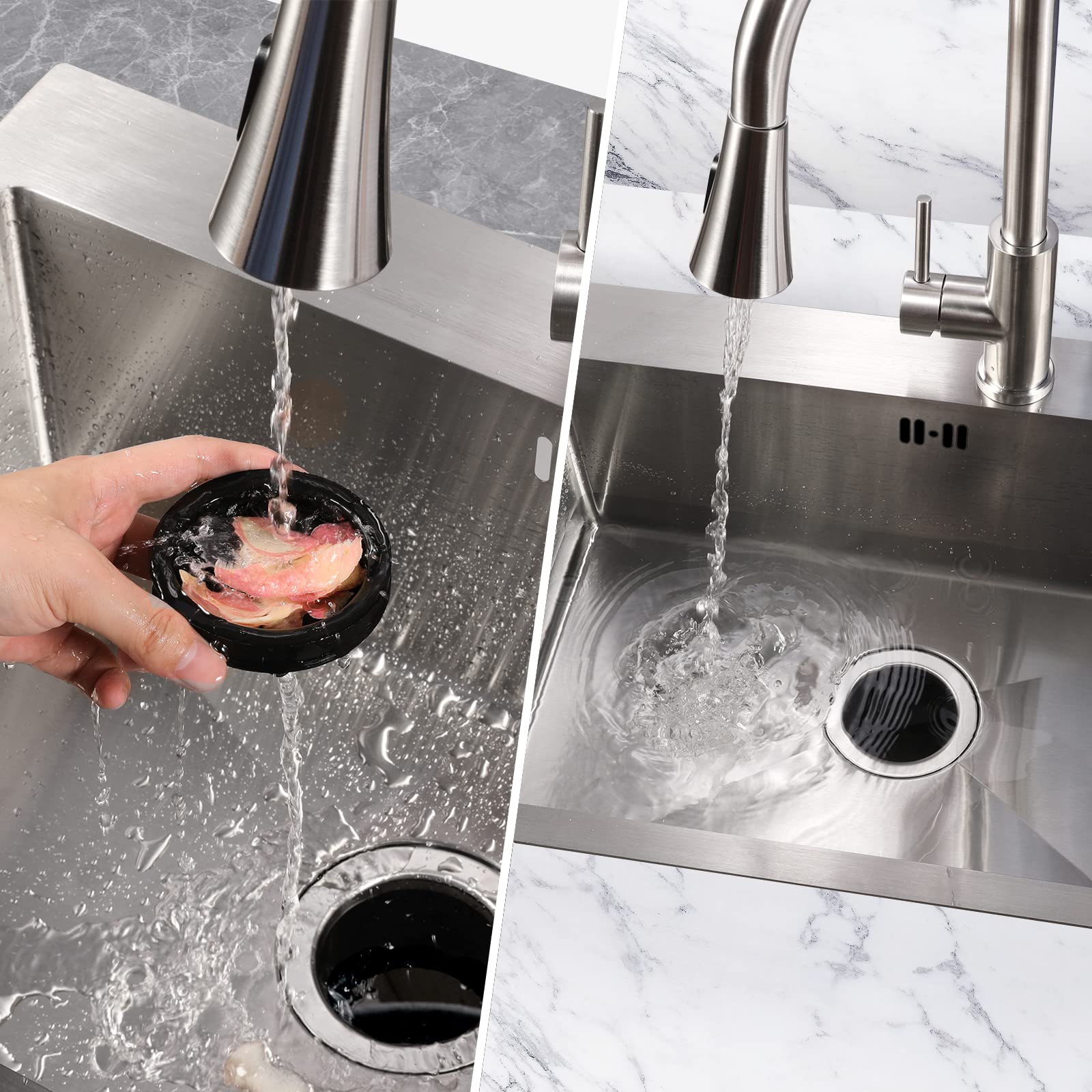 RQYEKDO 3-1/8 Inch Garbage Disposal Splash Guard with Rectangle Sink Stopper Kit - Food Waste Disposal Accessory for Waste King, Whirlaway & GE Models - Prevents Splashing & Keeps Sink Clean During Food Prep