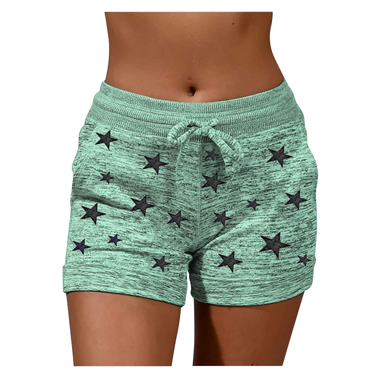 High Waist Drawstring Yoga Shorts for Women - Quick-Dry Running Shorts with Paw Print Design - Perfect for Yoga, Gym Workouts & Casual Wear