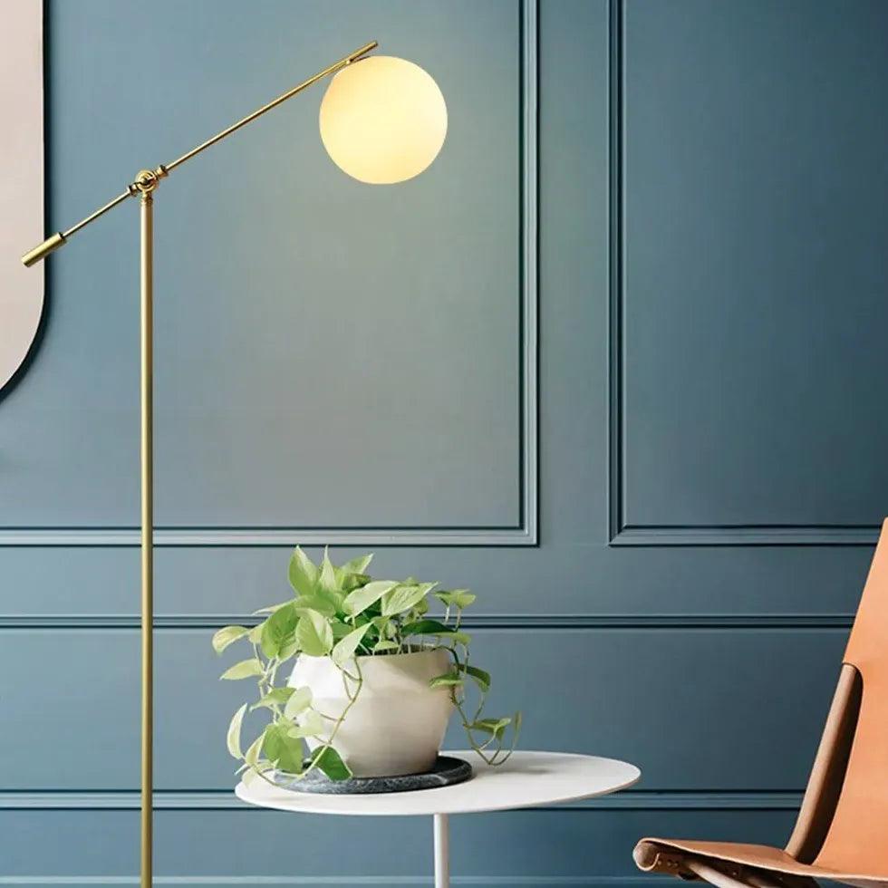 Modern Adjustable White Glass Globe Floor Lamp - Perfect for Living Room, Bedroom, and Office Lighting Decor