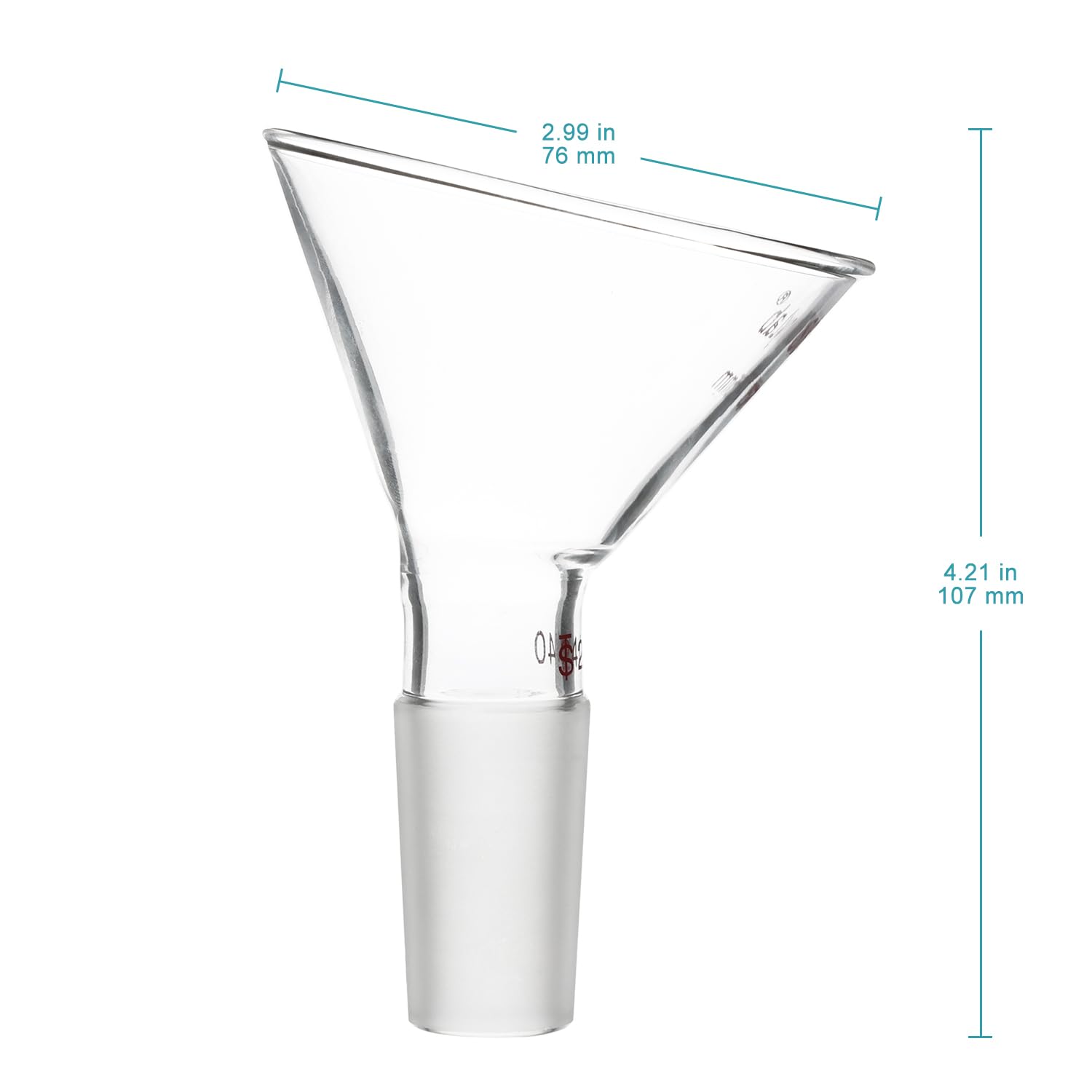 Stonylab 60° Offset Borosilicate Glass Powder Funnel with 24/40 Standard Joint - 75mm Inclined Triangular Laboratory Funnel for Precise Chemical Supplementing | Ideal for Lab Experiments, Powder Transfer & Material Handling