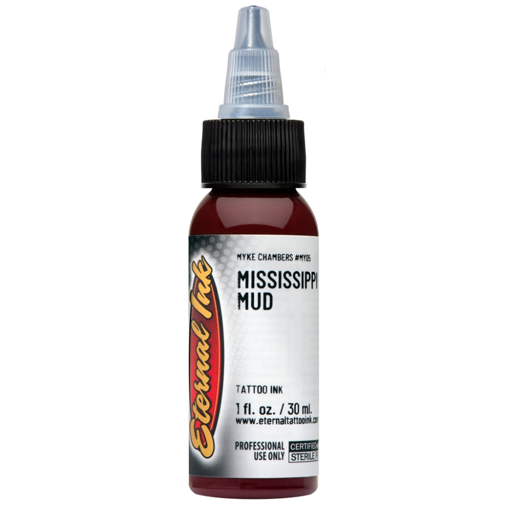 Eternal Ink Tattoo Supply - Myke Chambers Mississippi Mud Tattoo Ink for Professional Artists | High-Quality, Vibrant Colors for Tattooing and Body Art