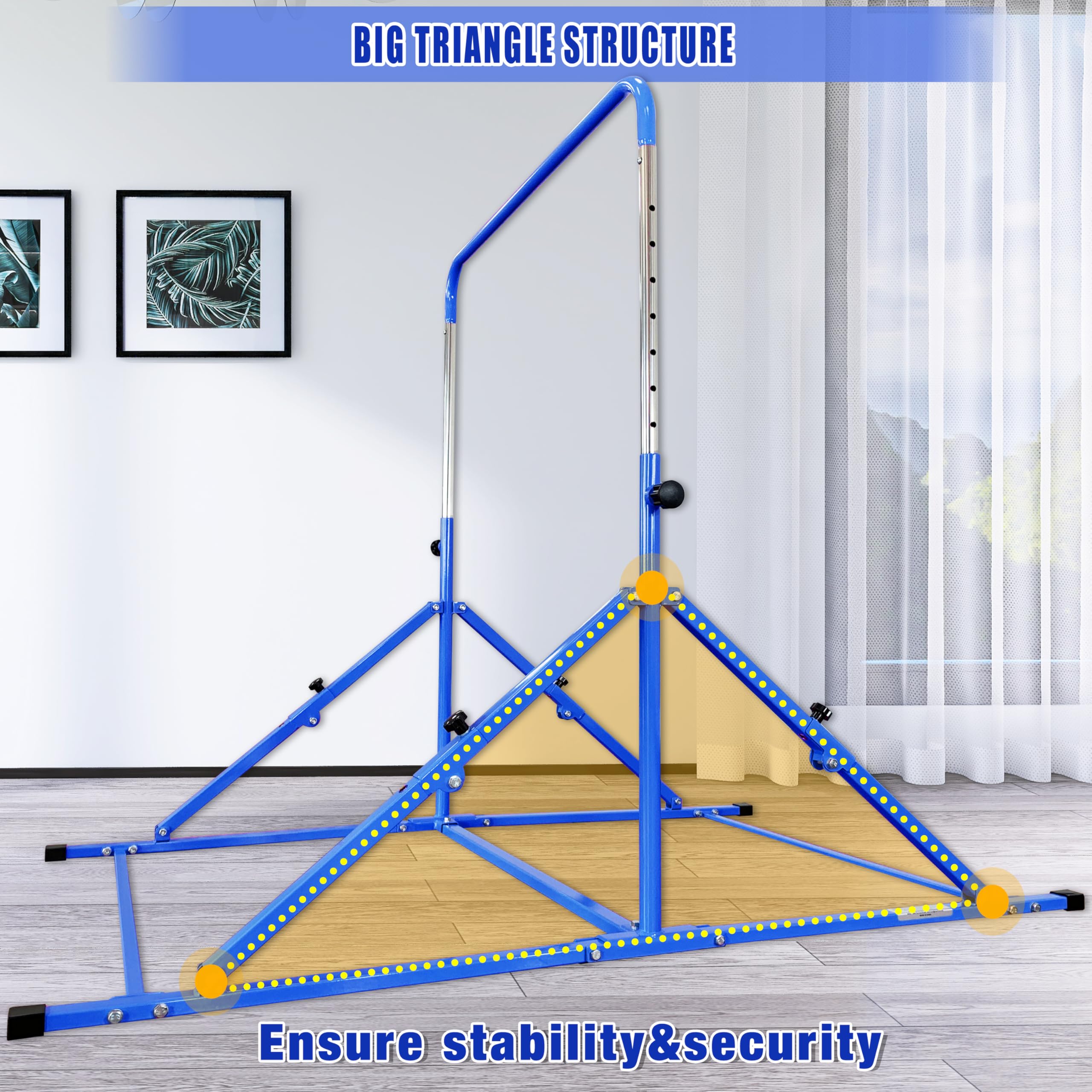 Upgrade Foldable Gymnastic Bar with Mat for Kids Ages 3-12 | 200 lbs Weight Capacity | Adjustable Horizontal Kip Bar | Home & Gym Training Equipment | Perfect for Backyard Play & Gymnastics Practice