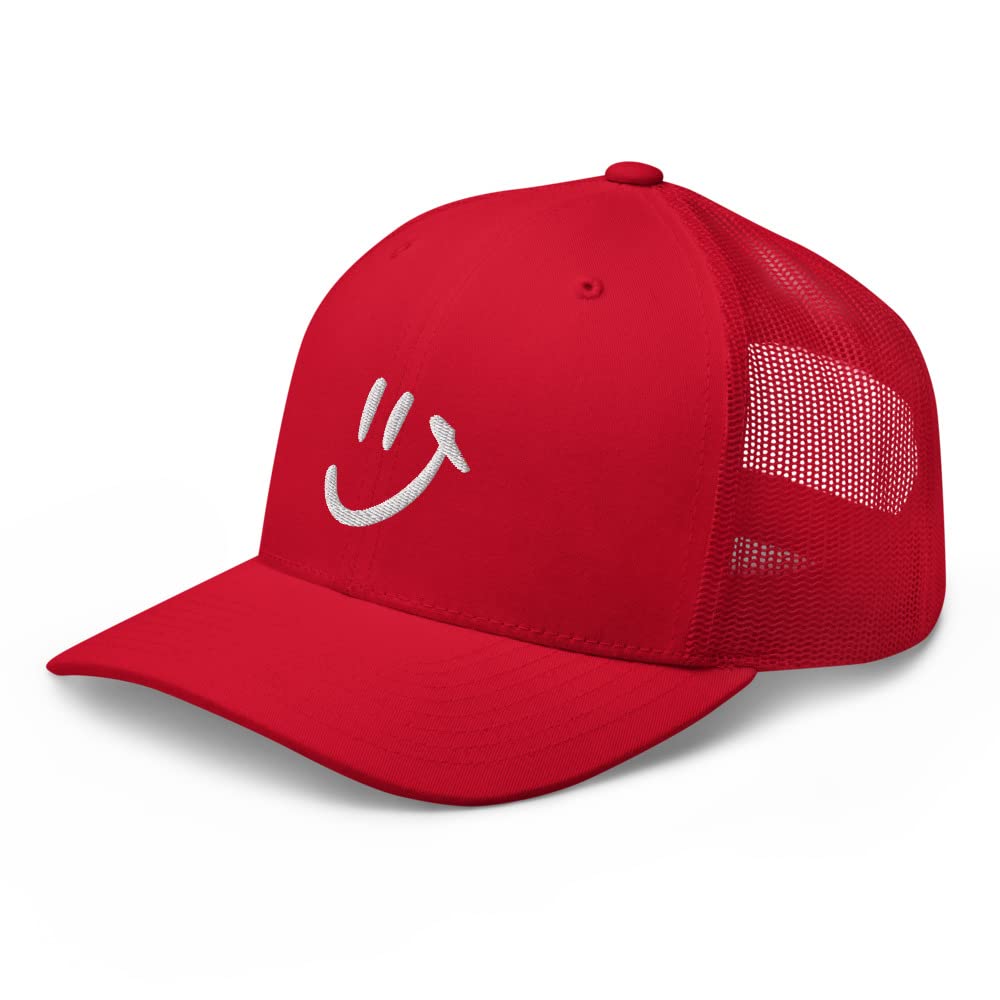 Smiley Face Embroidered Trucker Hat - Cute Emoji Baseball Cap for Men & Women - Perfect for Outdoor Activities, Concerts, and Casual Wear