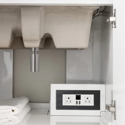 Brenlyn 60-Inch Glossy White Bathroom Vanity with Sink - Modern Double Storage Cabinet for Master Bath & Powder Room