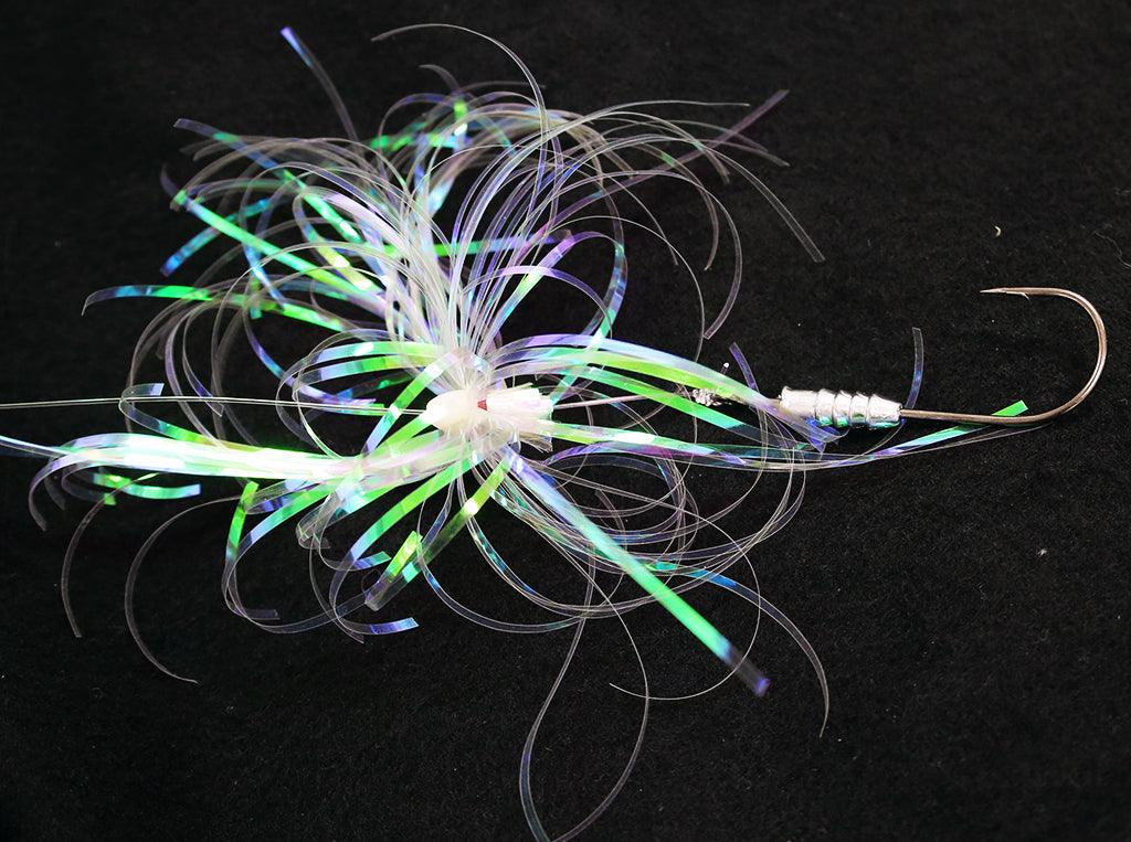 Jigging World Hi Lo Flasher Rigs with Weighted Grub Holder Hooks - Saltwater Fishing Lures for Flounder, Sea Bass & Striped Bass - Perfect for Offshore and Inshore Fishing Trips