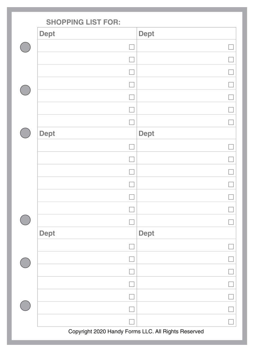 A6 Shopping List Notepad for 6-Ring Binders - 4.13
