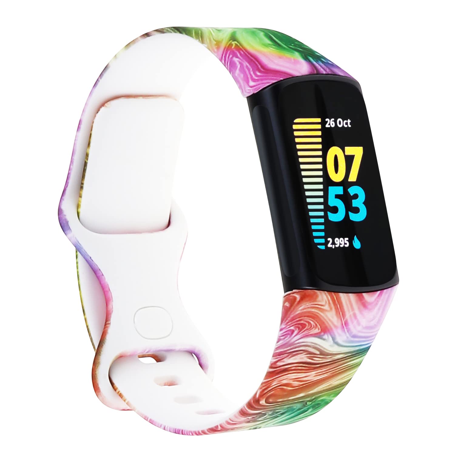 honecumi Fitbit Charge 5 Bands Replacement - Sport Silicone Watch Strap for Men & Women, Durable Bracelet Wristband with Adjustable Size for Small/Large Wrist - Perfect for Gym, Running & Outdoor Activities
