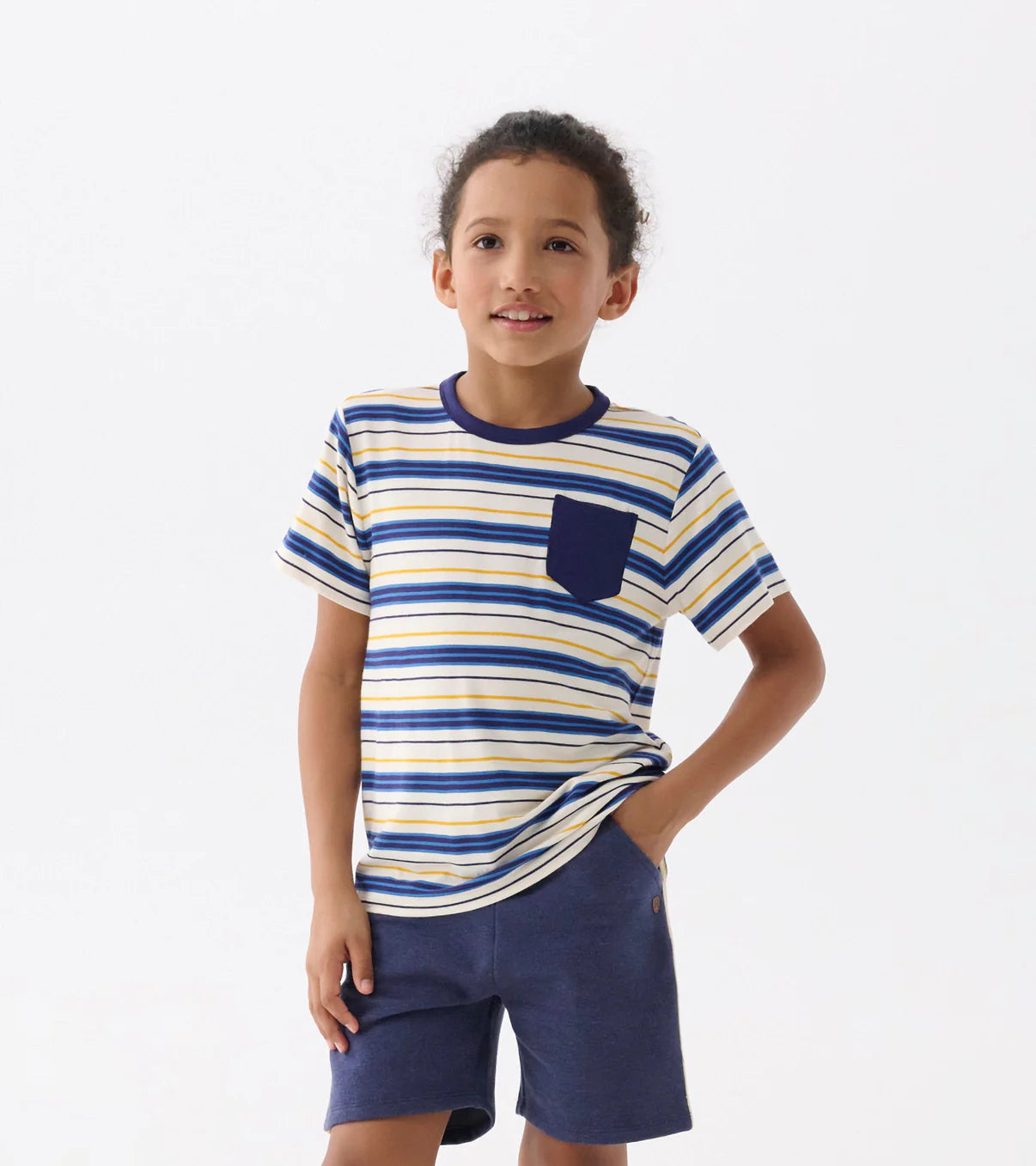 Patriotic Blue Striped Bamboo T-Shirt for Boys - Soft, Breathable & Eco-Friendly Kids Tee - Perfect for School, Playdates & Outdoor Adventures