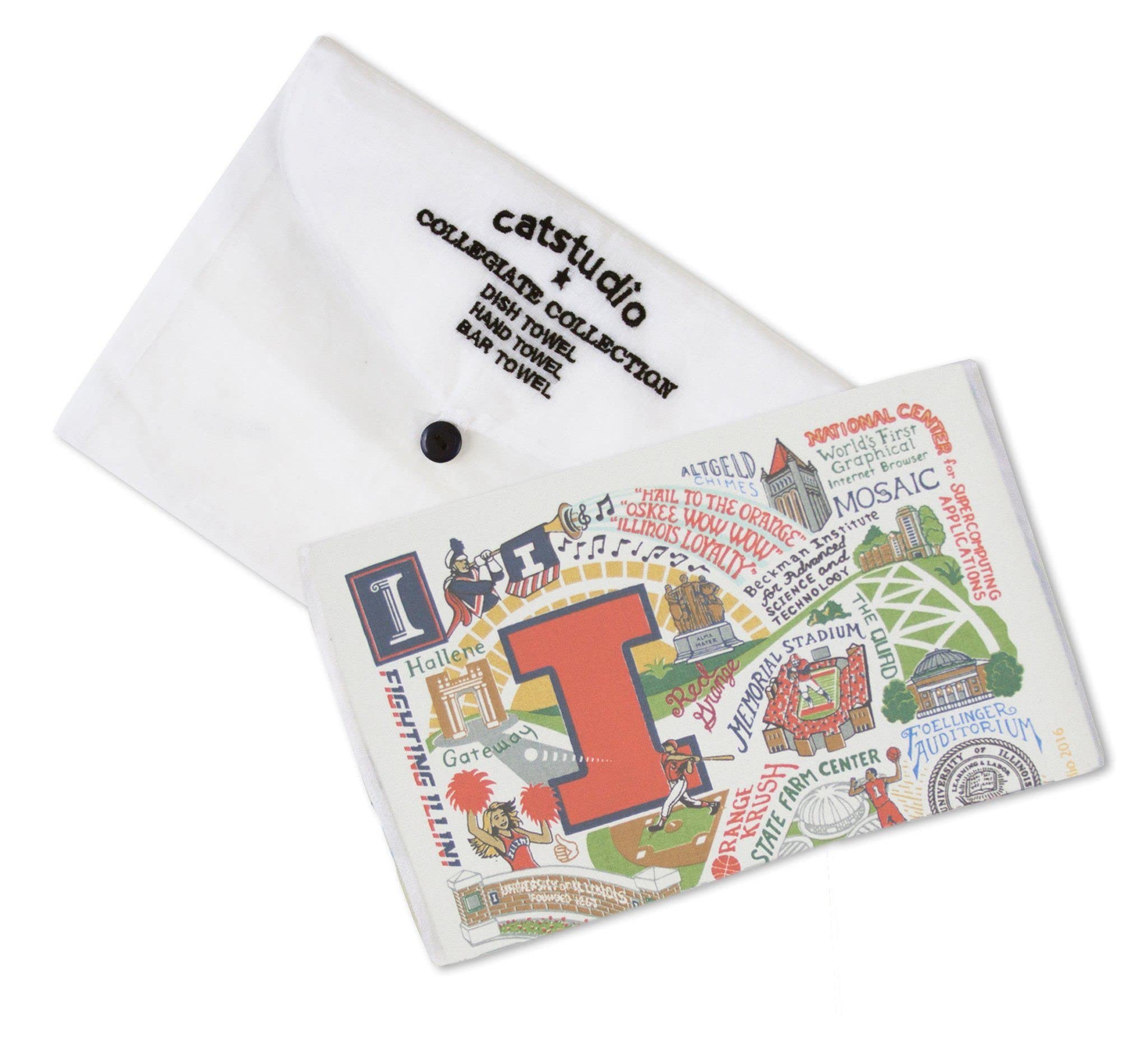 Catstudio University of Illinois Fighting Illini Dish Towel - Premium Collegiate Kitchen Hand Towel for Illinois Fans, Students, Alumni & Graduation Gifts | Perfect for Dorm, Kitchen Decor & Game Day Parties