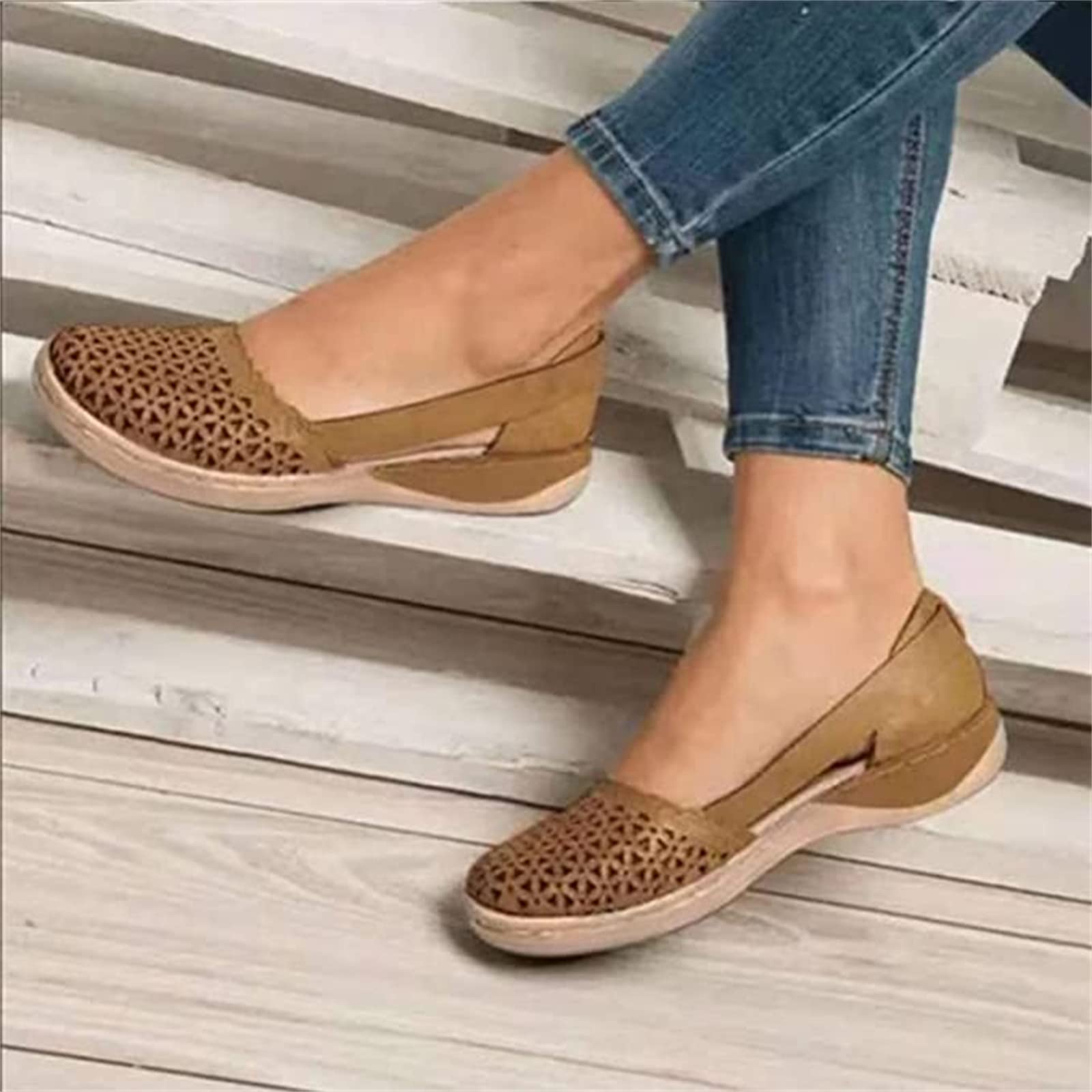Ladmiple Women's Slip-On Sneakers - Comfortable Walking Shoes for Casual & Dressy Outfits | Non-Slip Summer Loafers for Work, Travel & Everyday Wear