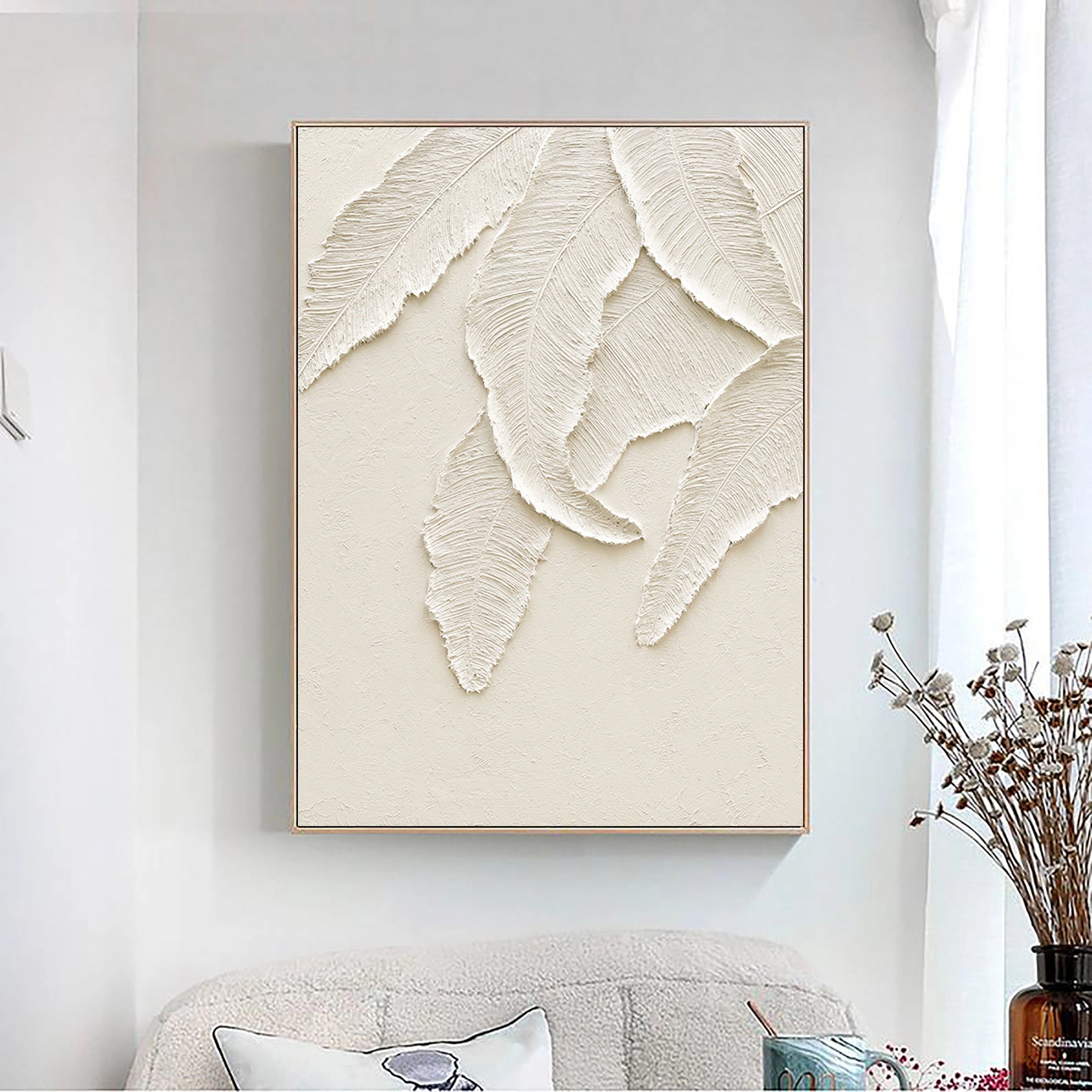 Minimalist Beige Textured Wall Art - Modern Abstract Canvas Painting for Living Room, Bedroom & Office Decor #MM037