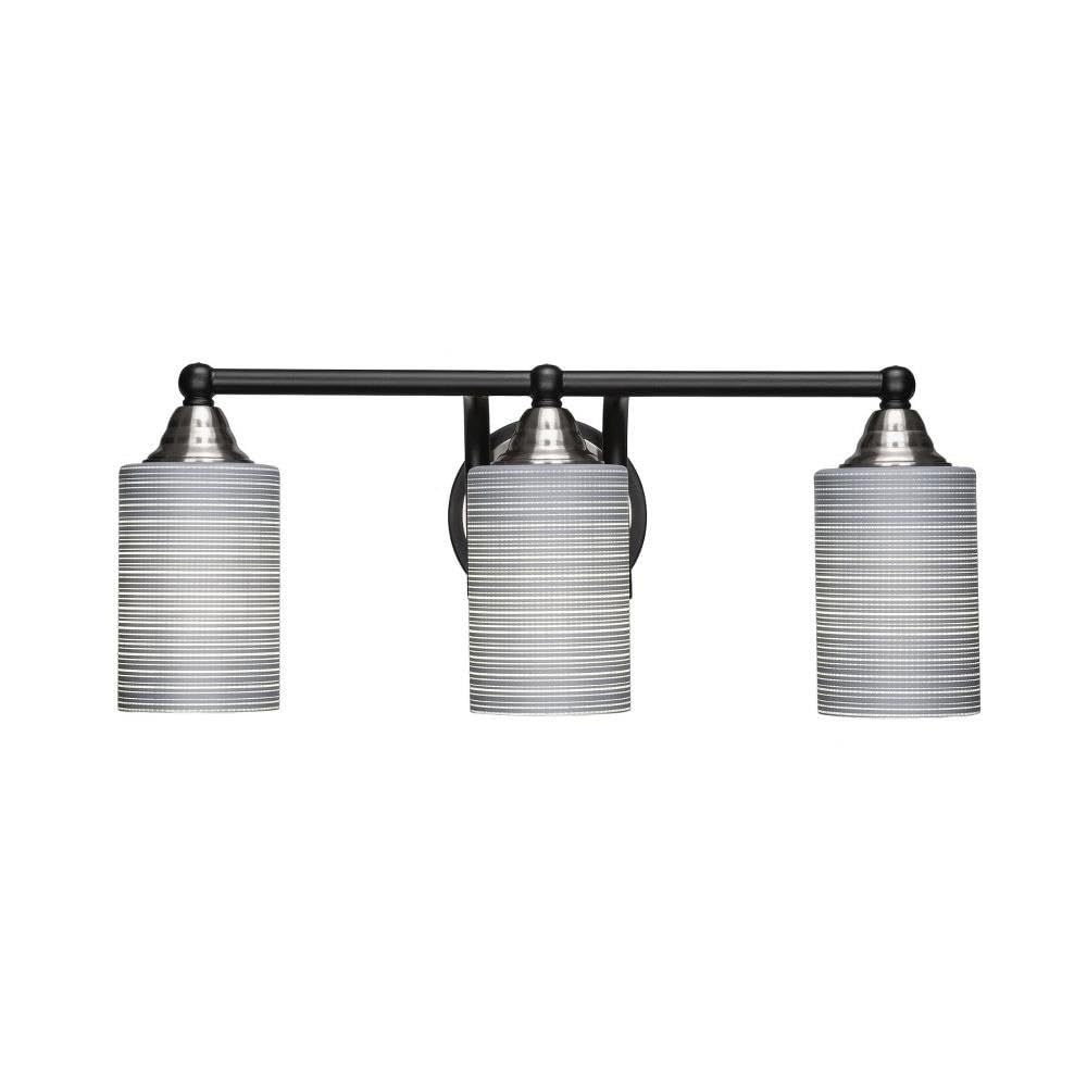 Toltec Lighting Paramount 3-Light Bathroom Vanity Light Bar in Matte Black & Brushed Nickel (3423-MBBN-4062) - Perfect for Modern Bathrooms, Powder Rooms & Spa-Style Decor