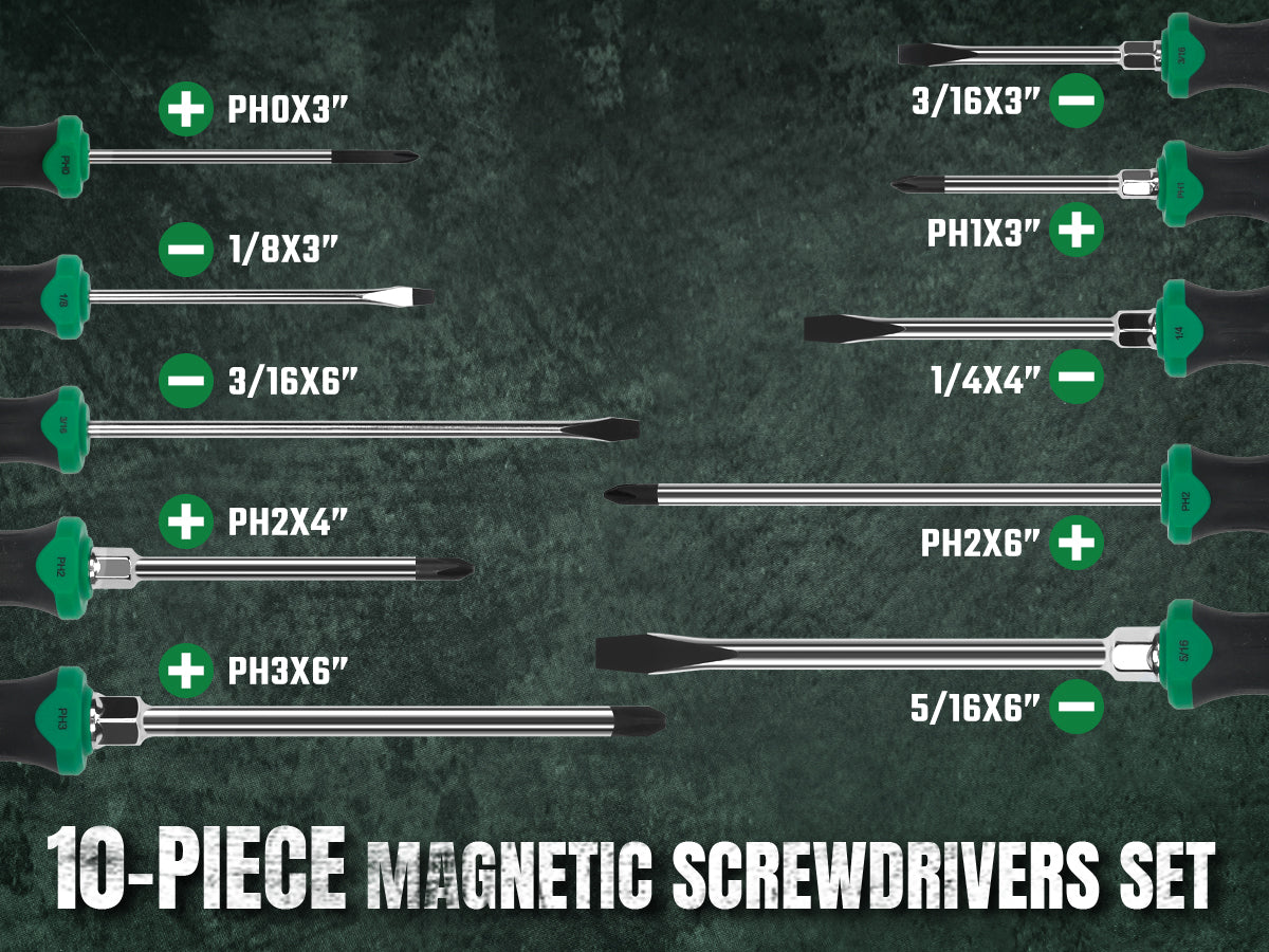 10-Piece Dual Material Magnetic Combination Screwdriver Set - Professional Tool Kit for Home Repair, Electronics, and DIY Projects - Perfect for Tight Spaces and Precision Work