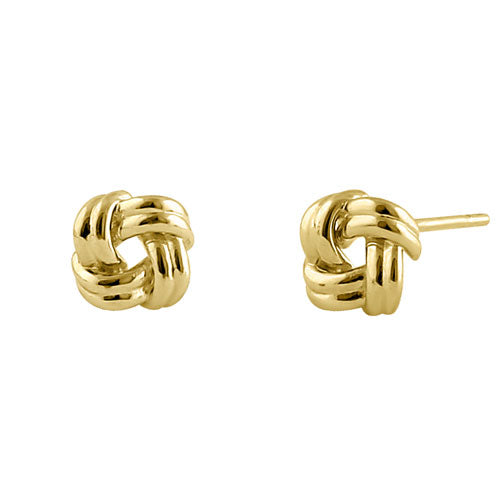 14K Yellow Gold Double Love Knot Earrings for Women - Elegant & Timeless Jewelry Gift for Anniversary, Valentine's Day & Special Occasions