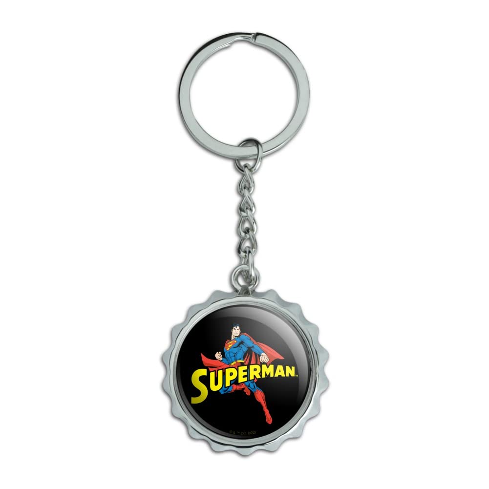 Superman Keychain Bottle Opener - Chrome Plated Metal Pop Cap with Title Pose Design - Perfect for Comic Fans, Collectibles & Gifts (DC Superhero Accessories)