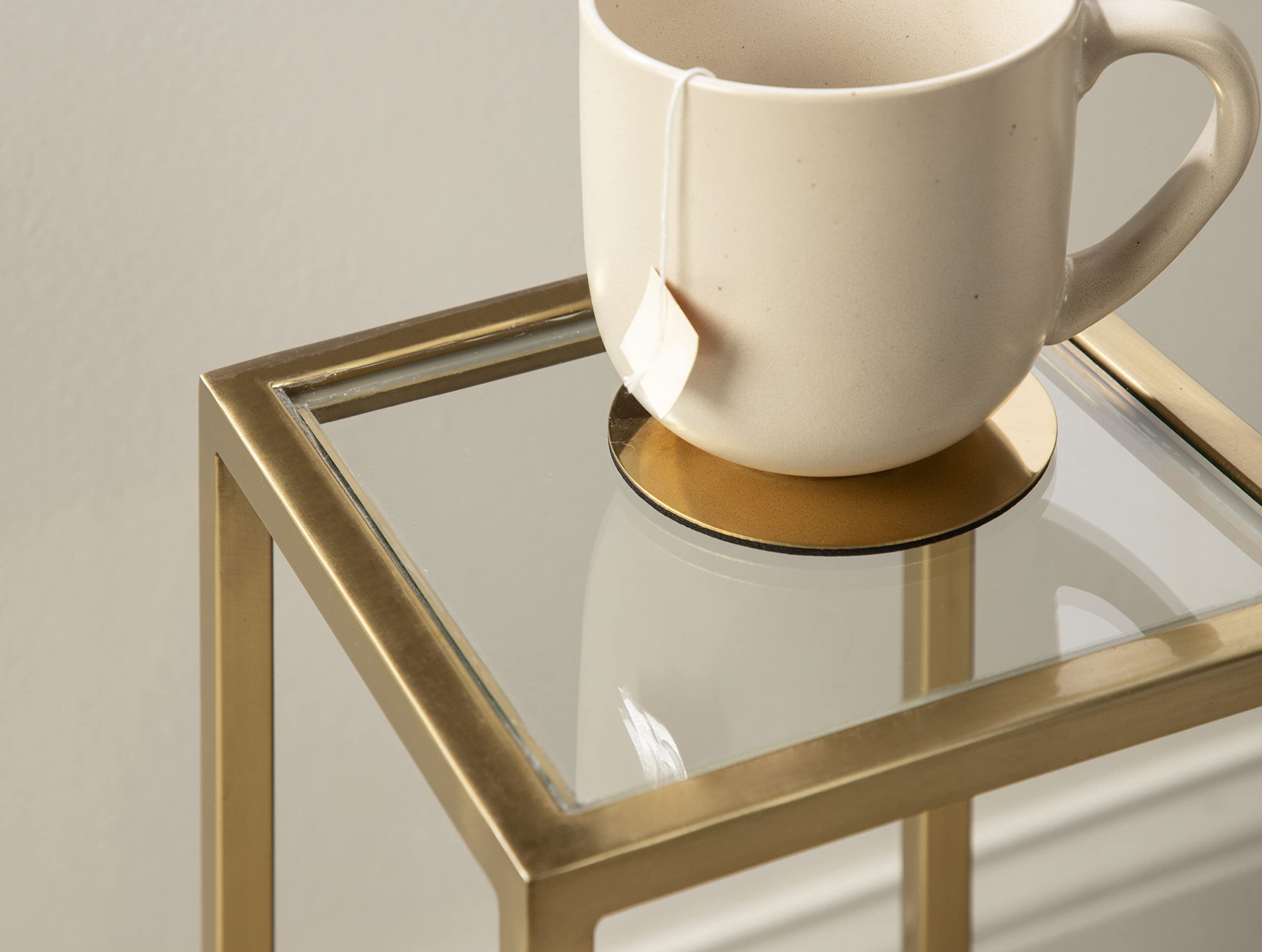 Kate and Laurel Jaspur Modern Gold Drink Table - Glam Accent Table for Living Room, Bedroom & Office - Decorative Side Table with Storage for Display & Organization