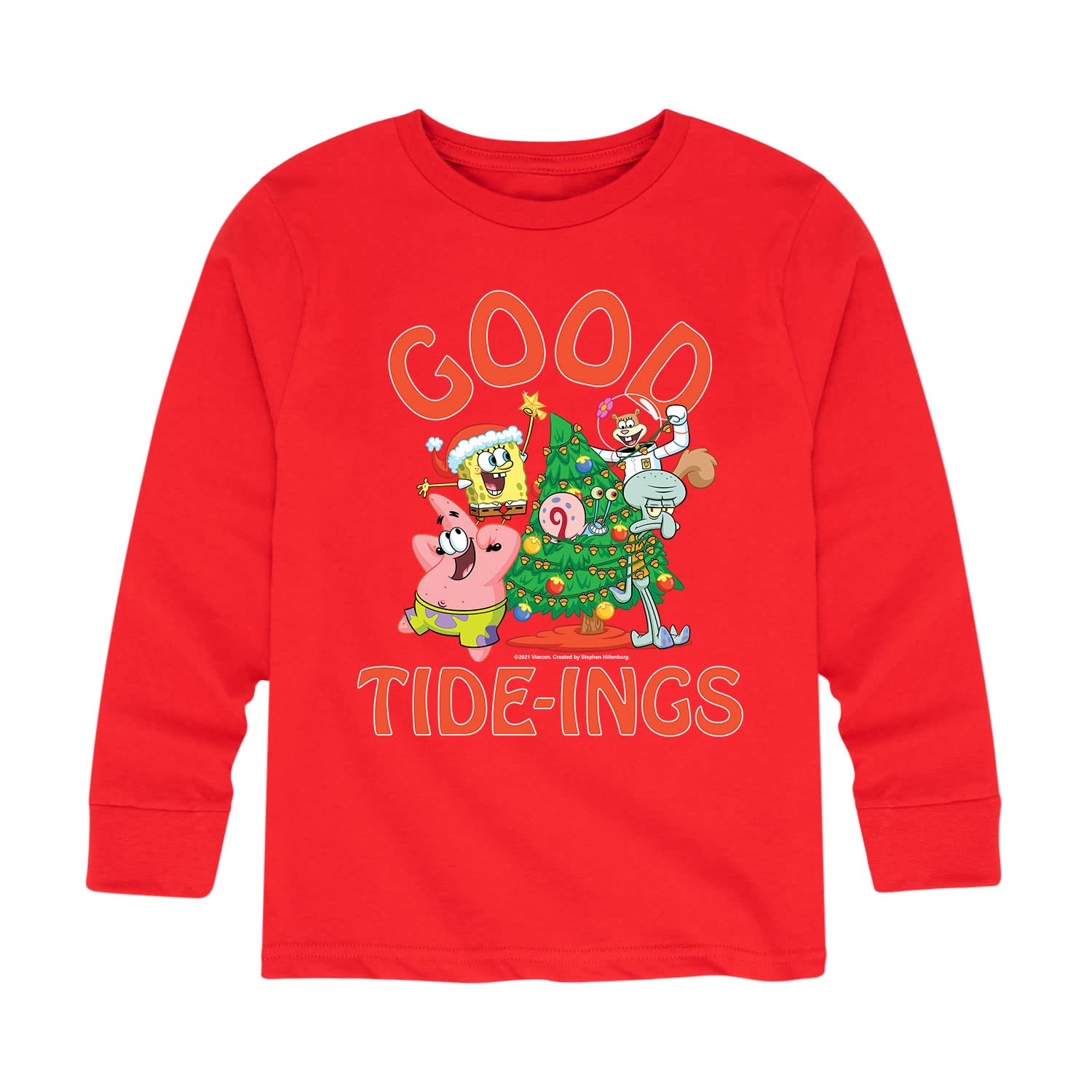 HYBRID APPAREL Spongebob Squarepants It's Lit Hanukkah Graphic T-Shirt for Toddler & Youth - Long Sleeve Cotton Tee - Holiday Party & Casual Wear