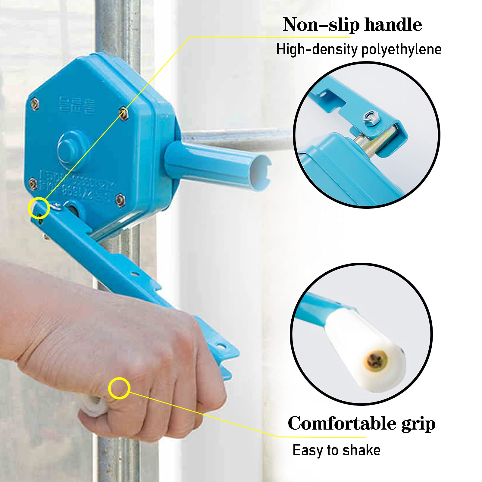 **Manual Greenhouse Hand Crank Winch - Aluminum Alloy Film Coiler for Orchard & Farm - Non-Slip Handle - 2 Pack - Perfect for Greenhouse Side-Wall Ventilation & Crop Protection**