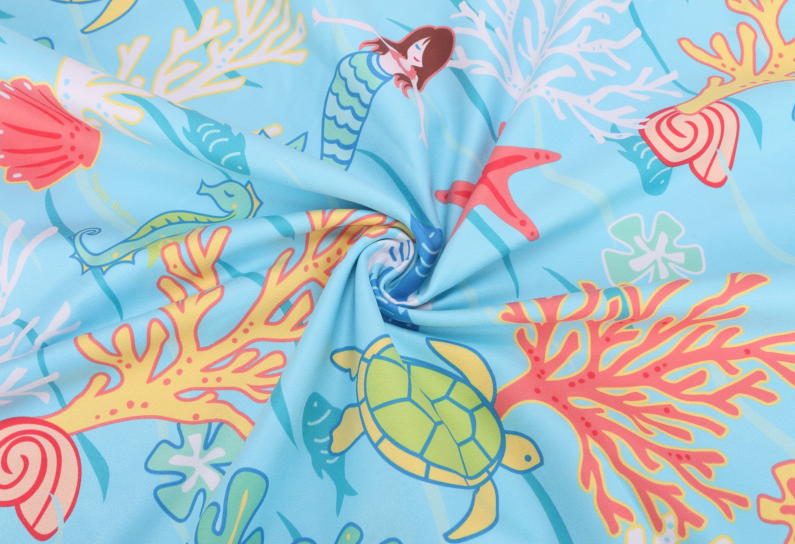 **Hooded Beach Towel Poncho for Teens - Soft & Absorbent Mermaid Blue - Perfect for Swimming, Surfing & Beach Lounging**
