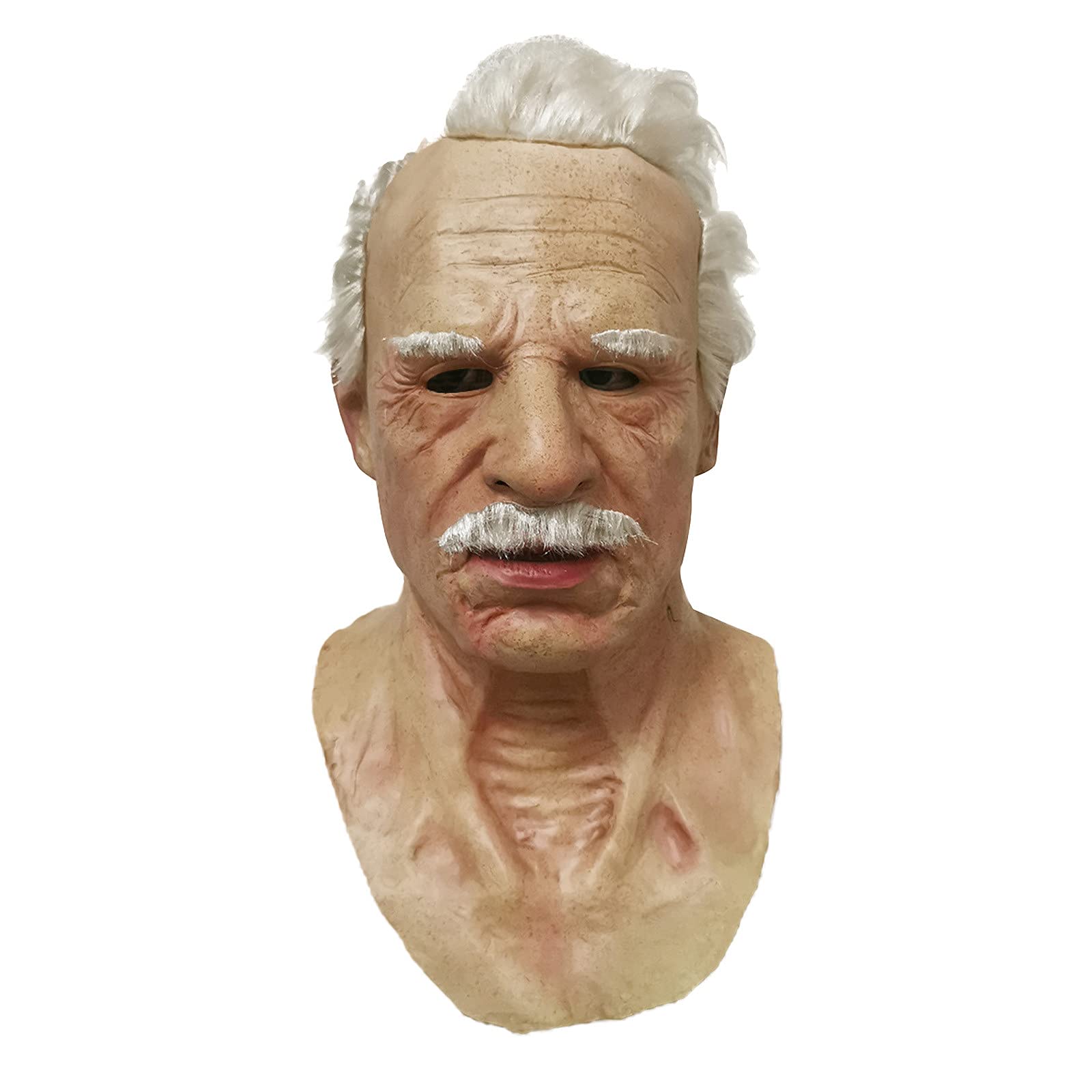 Realistic Old Man Wig with Beard - Soft Grandfather Costume Mask for Halloween, Cosplay, and Themed Parties - Perfect for Costume Parties, Stage Performances, and Pranks