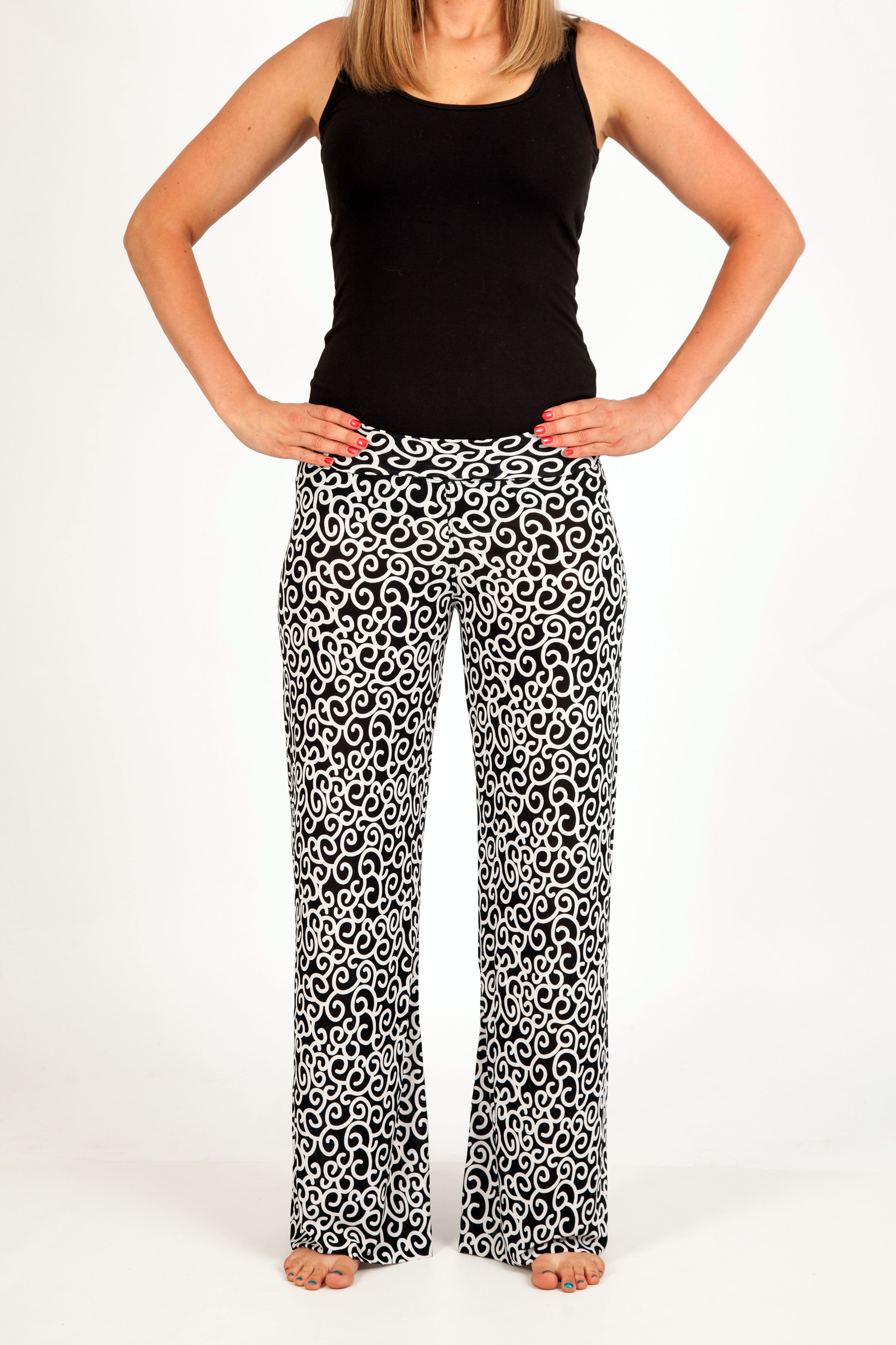 Swirly Surge Palazzo Pants for Women - Flowy Wide Leg Lounge Pants - Comfortable Boho Chic Trousers for Yoga, Travel & Casual Wear