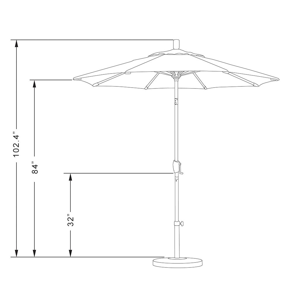 7.5' Round Patio Umbrella with Crank Lift & Tilt - Bronze Sunbrella Cocoa Fabric, Aluminum Pole & Fiberglass Ribs - Perfect for Poolside, Backyard, and Outdoor Dining Areas