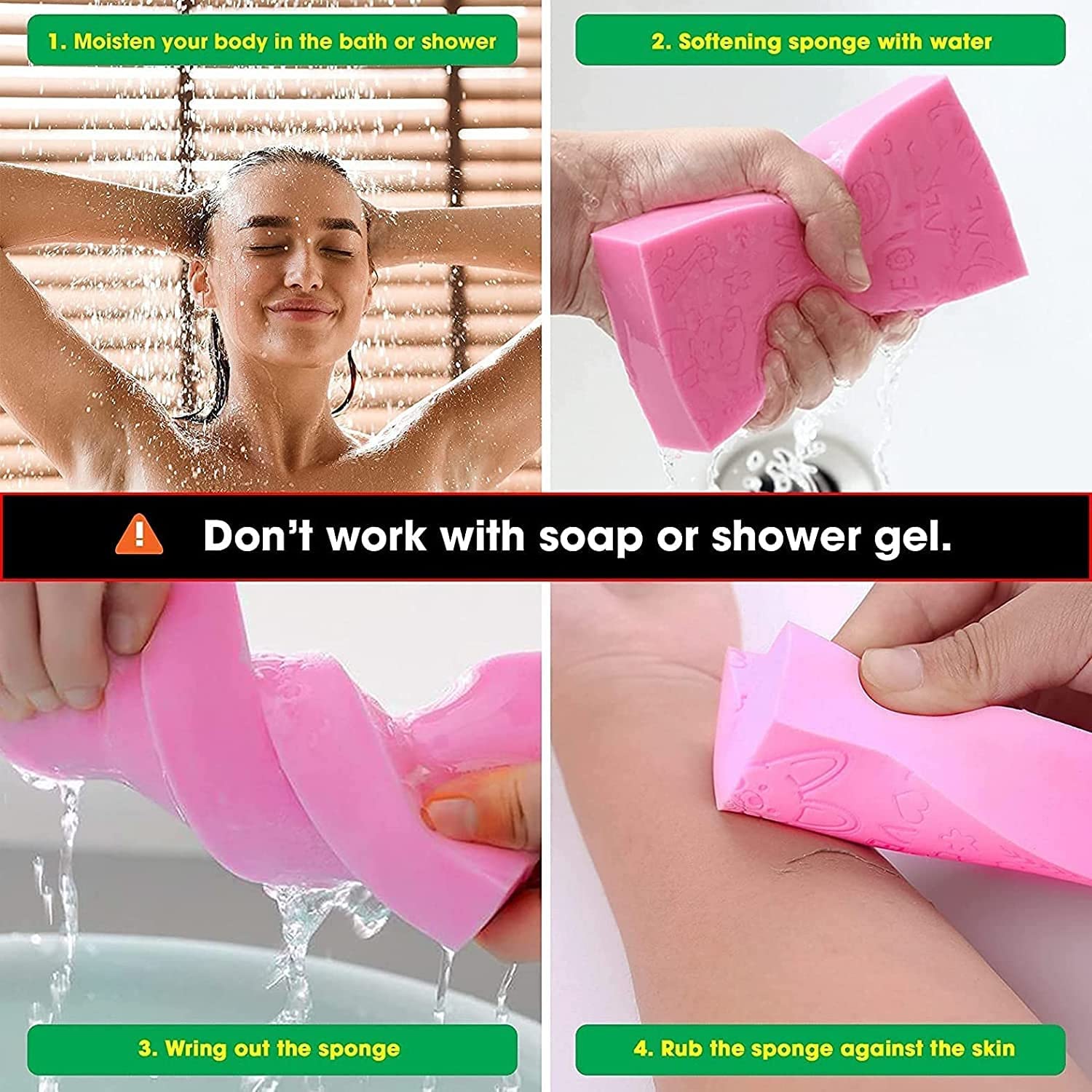 AGUDO 2 Pack Ultra Soft Bath Sponge Scrubber for Kids & Adults - Gentle Exfoliating Body Scrubber for Face & Skin Care, Dead Skin Remover, Baby Bath Brush (Multicolor) - Perfect for Shower, Bath Time & Daily Skincare Routine