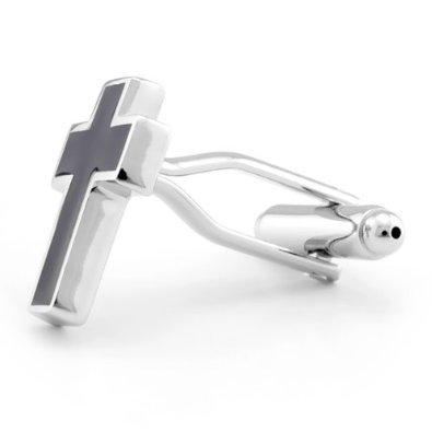 Elegant Black Christian Cross Jesus Cufflinks for Men - Premium Stainless Steel Gift Set with Free Box & Polishing Cloth - Perfect for Weddings, Church Events & Formal Occasions