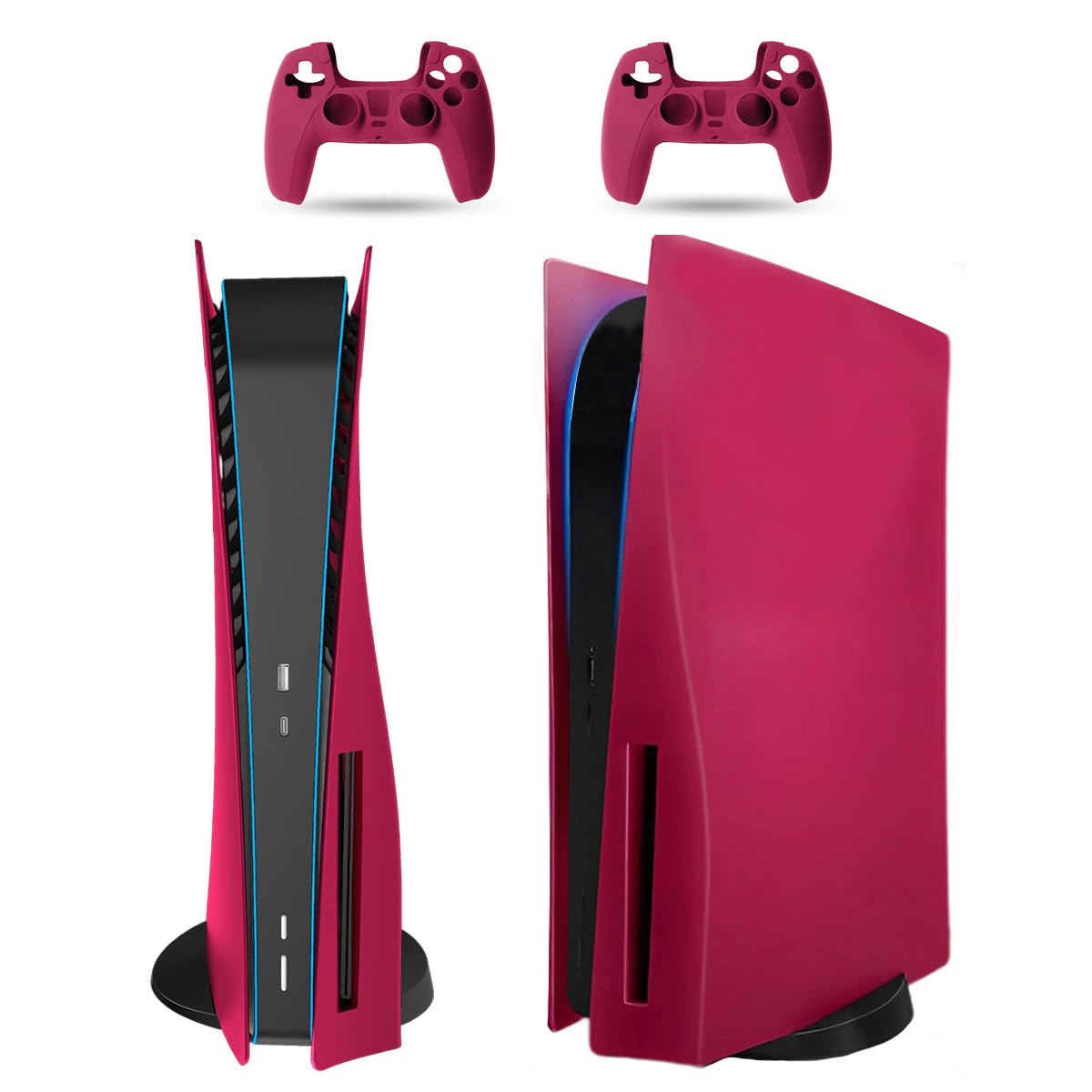 PEYANZ PS5 Faceplate Cover for Disc Edition - ABS Shell, Anti-Scratch, Heat Dissipation & Dustproof Protection with 2 Bonus Controller Silicone Covers - Perfect for Gaming Setup & Console Customization