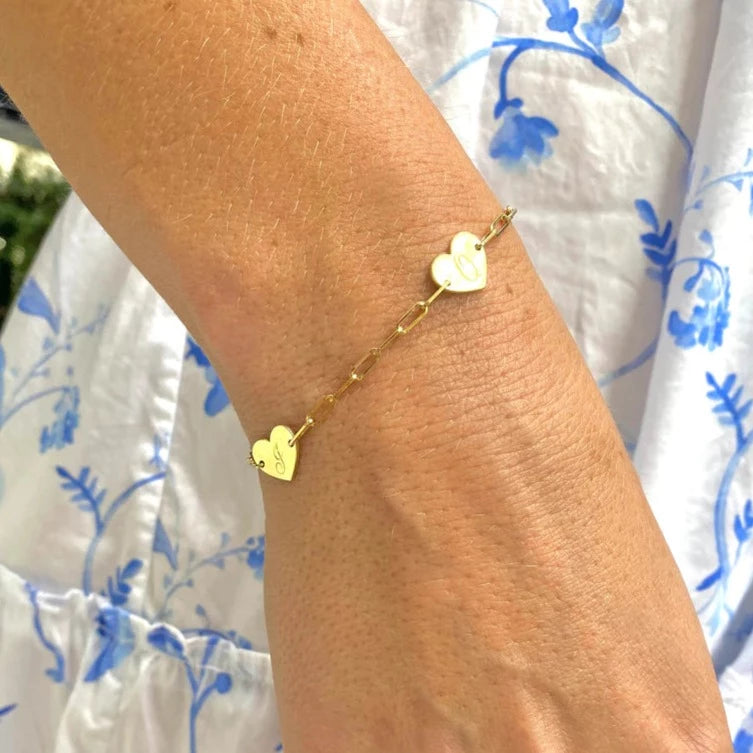 Aurelia Demark 18K Gold Delicate Three Hearts Bracelet for Women - Elegant Valentine's Day Gift, Anniversary Jewelry for Her - Perfect for Romantic Occasions & Special Moments