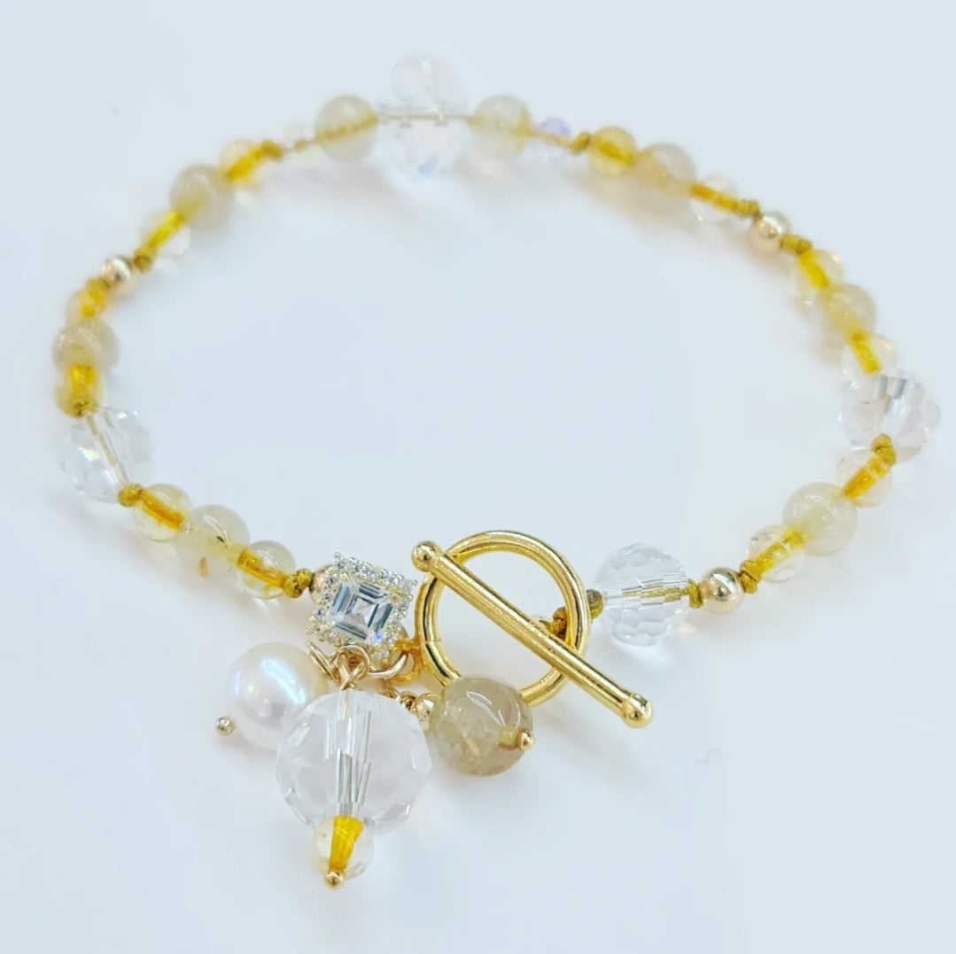 Joy Crystal Citrine Stone & Gold Plated Bracelet for Women - Elegant Healing Jewelry for Positive Energy & Good Luck - Perfect for Gifts, Meditation & Everyday Wear