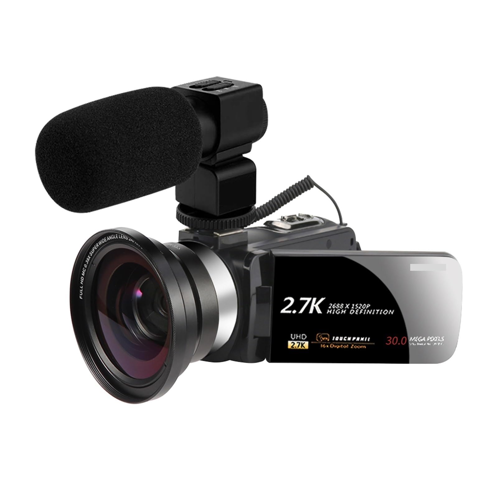 2.7K Vlog Camera with 16X Zoom & Rotating Touch Screen - Perfect for Outdoor Photography & YouTube Videos