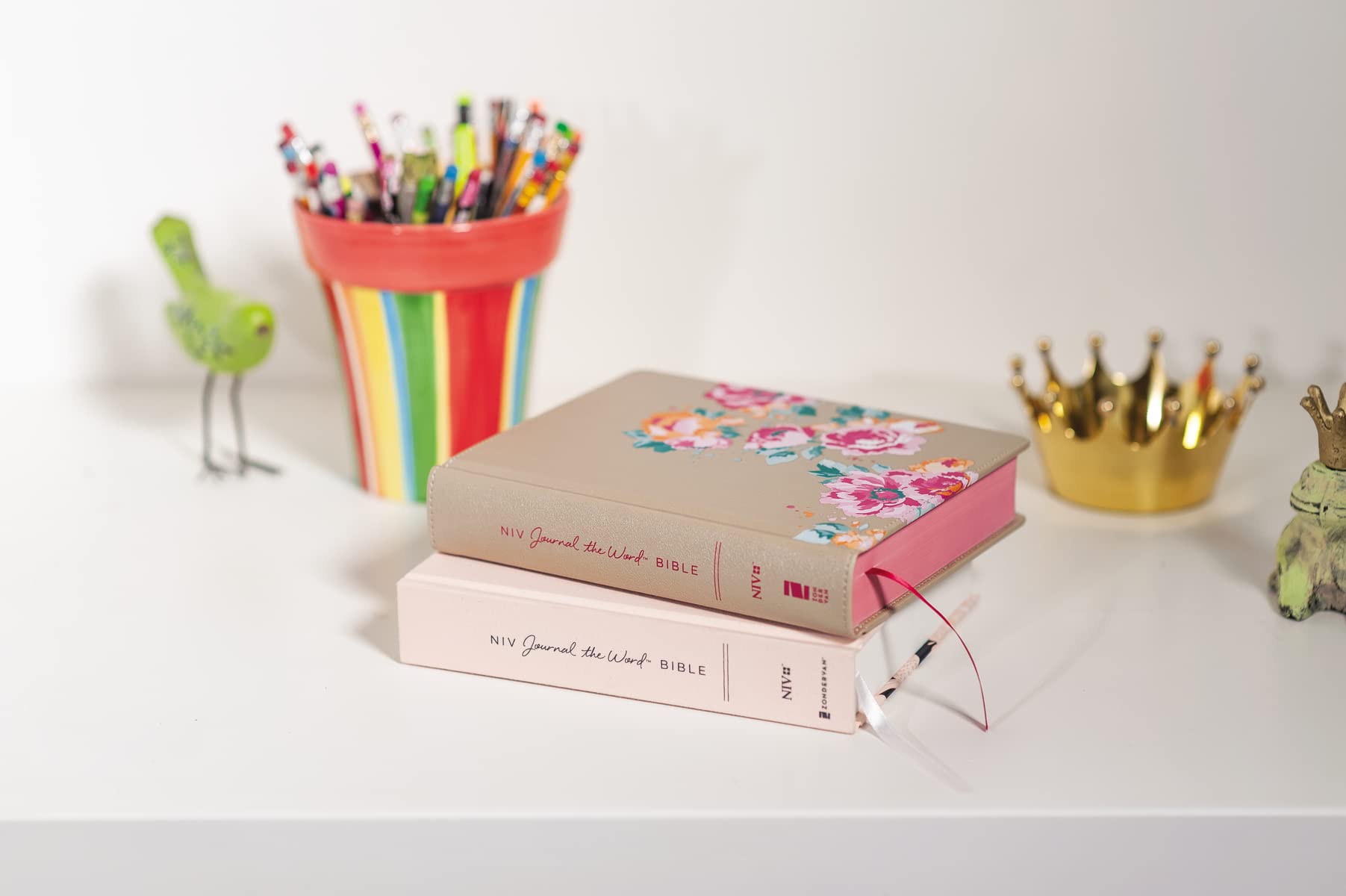 NIV Journal the Word Bible for Teen Girls - Leathersoft Over Board Cover, Gold Floral Design, Red Letter Edition with 450+ Journaling Prompts | Perfect for Devotional Study, Gift Giving & Personal Reflection