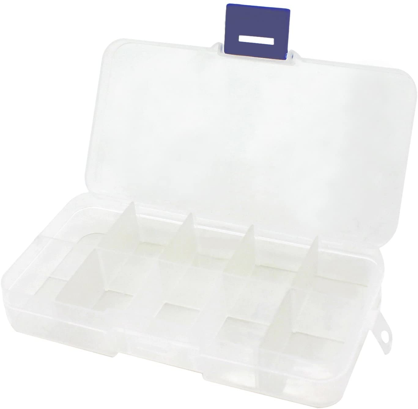 10 Grid Clear Plastic Jewelry Box Organizer with Adjustable Dividers - Perfect for Beads, Earrings, Rings & Small Parts Storage | Compact Jewelry Display Case for Home, Travel & Craft Organization
