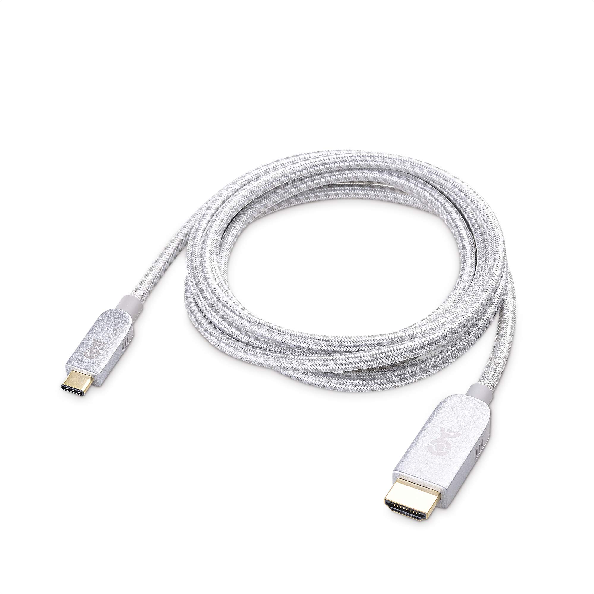 Premium USB-C to HDTV Cable 6ft (4K@60Hz, 3D, Audio) - Frosty Silver | Fast Charging & Video Sync for MacBook, iPad, Samsung TV | Home Theater & Office Setup