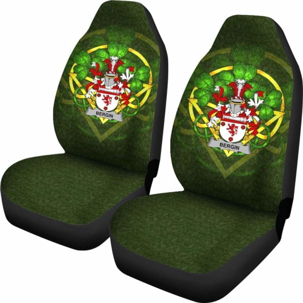 Bergin or O'Bergin Ireland Car Seat Covers - Celtic Shamrock Design (Set of 2) | Premium Protection for Vehicle Seats | Perfect for St. Patrick's Day Decor & Irish-Themed Car Accessories