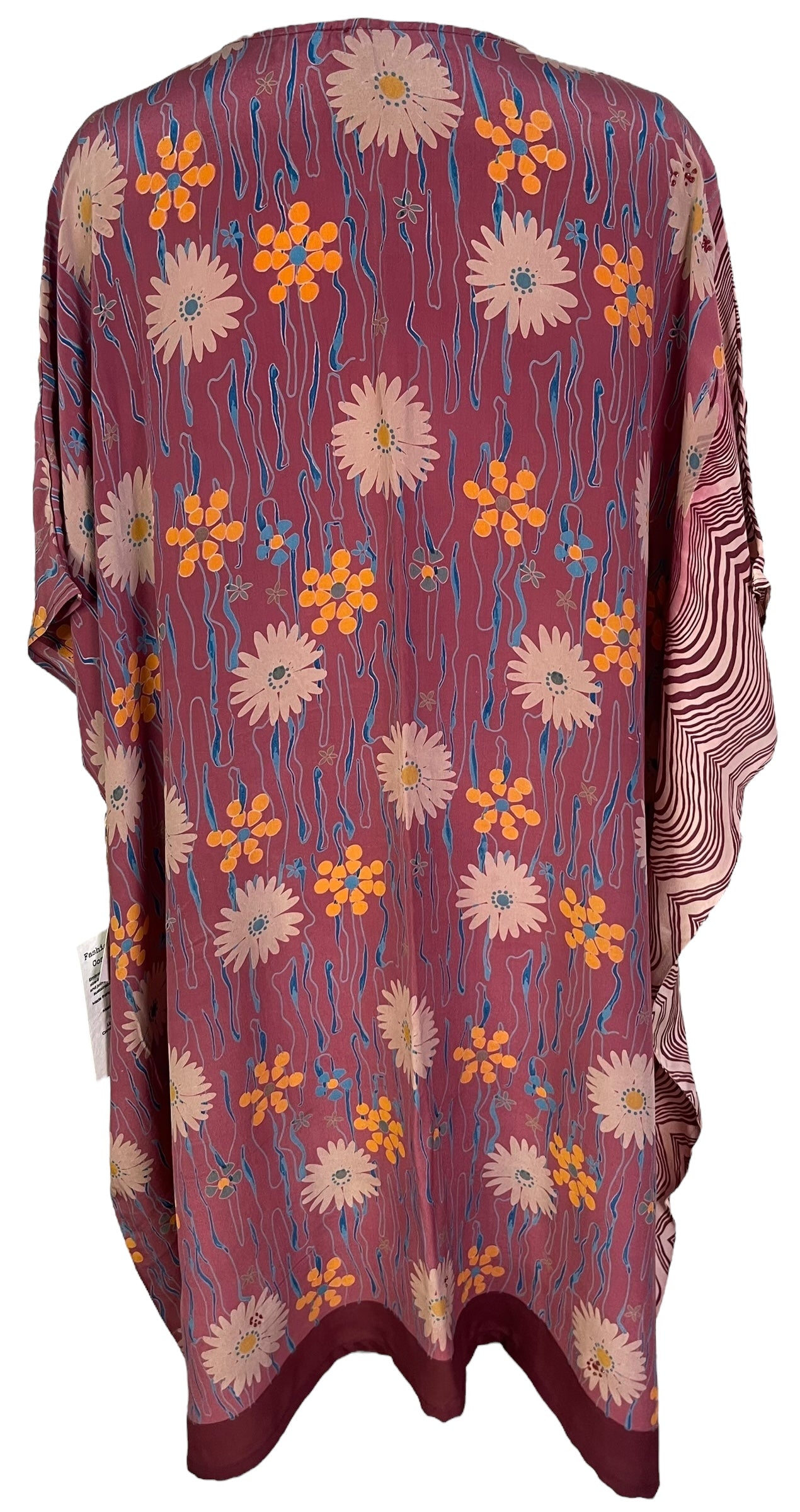 PRC6701 Wabi Sabi Pure Silk Midi Kaftan Dress - Elegant Boho Chic Loungewear for Beach, Vacation & Special Occasions