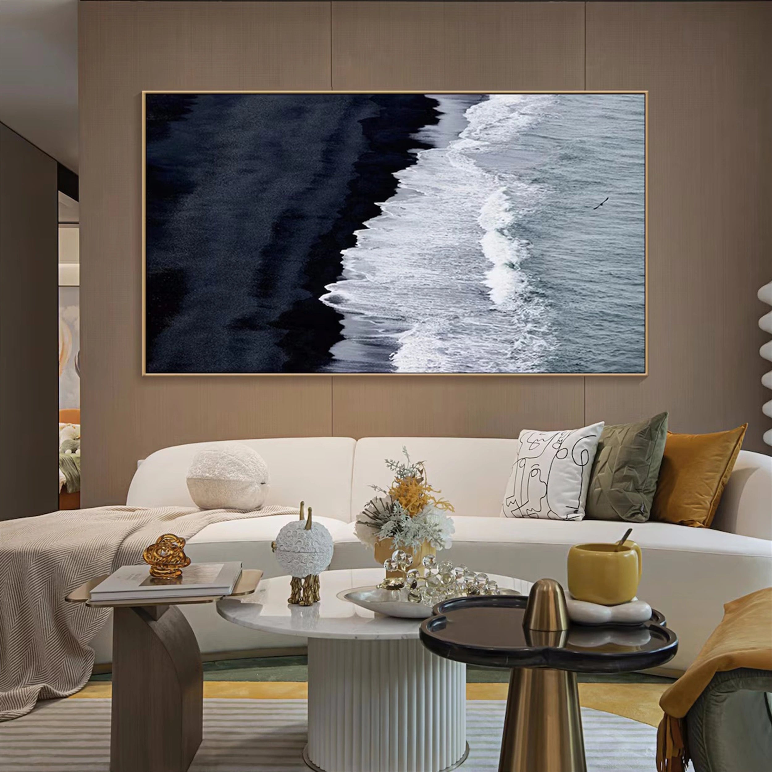 Modern Black and White Textured Minimalist Wall Art Print #MZ056 - Perfect for Living Room, Bedroom & Office Decor