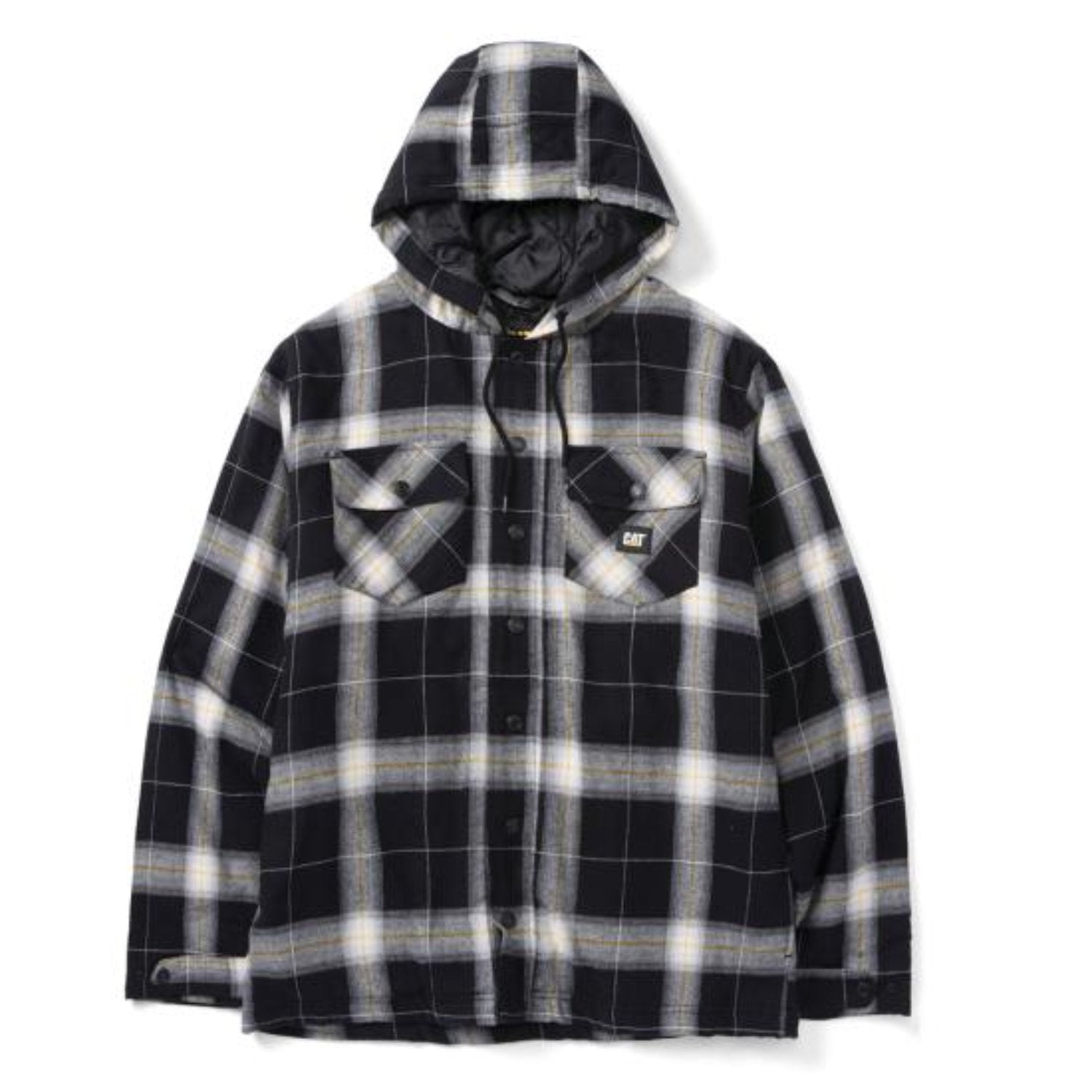 CAT Men's Hooded Flannel Snap Front Shirt Jacket - Warm & Durable Workwear for Outdoor Adventures, Camping & Casual Wear