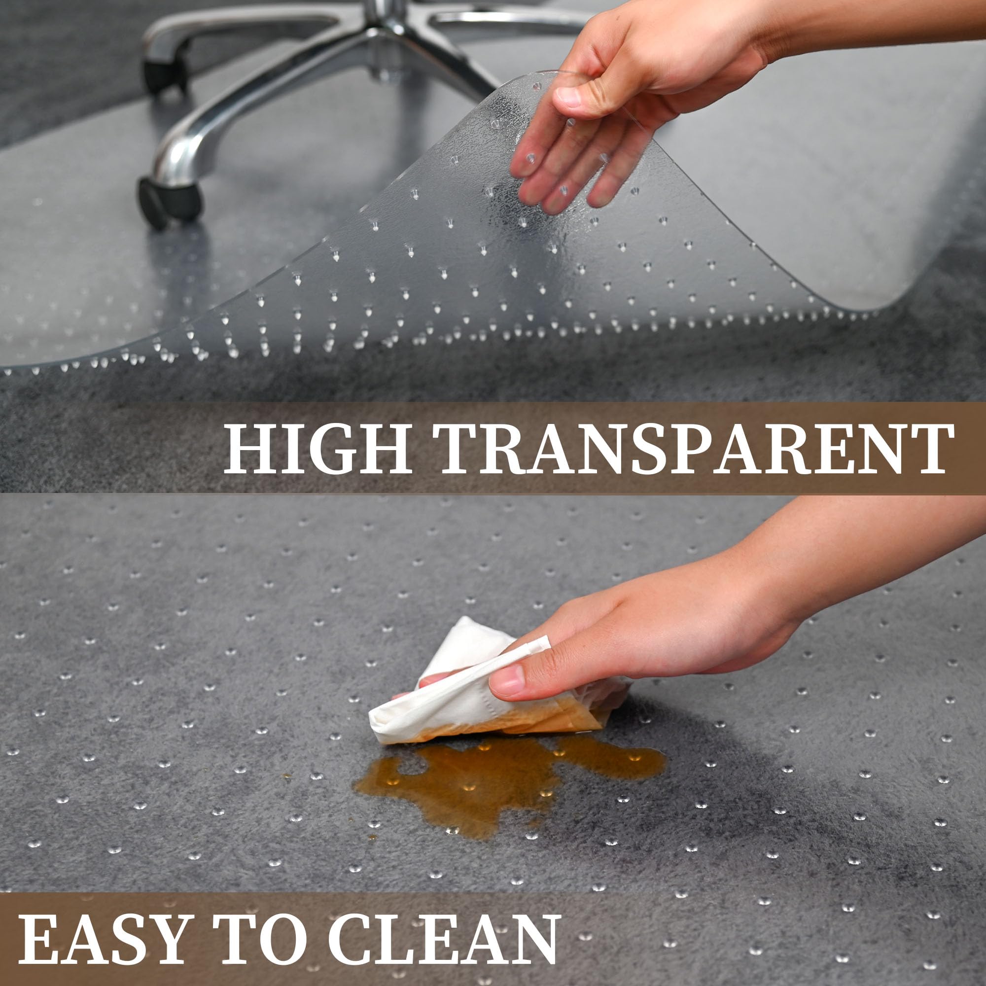 46” x 60” Clear Office Chair Mat for Carpet - Heavy Duty Plastic Floor Protector Mat for Easy Gliding & Rolling - Large Desk Mat for Home & Office Workspace - Perfect for Computer Desks, Gaming Setups & Study Areas (Rectangle)