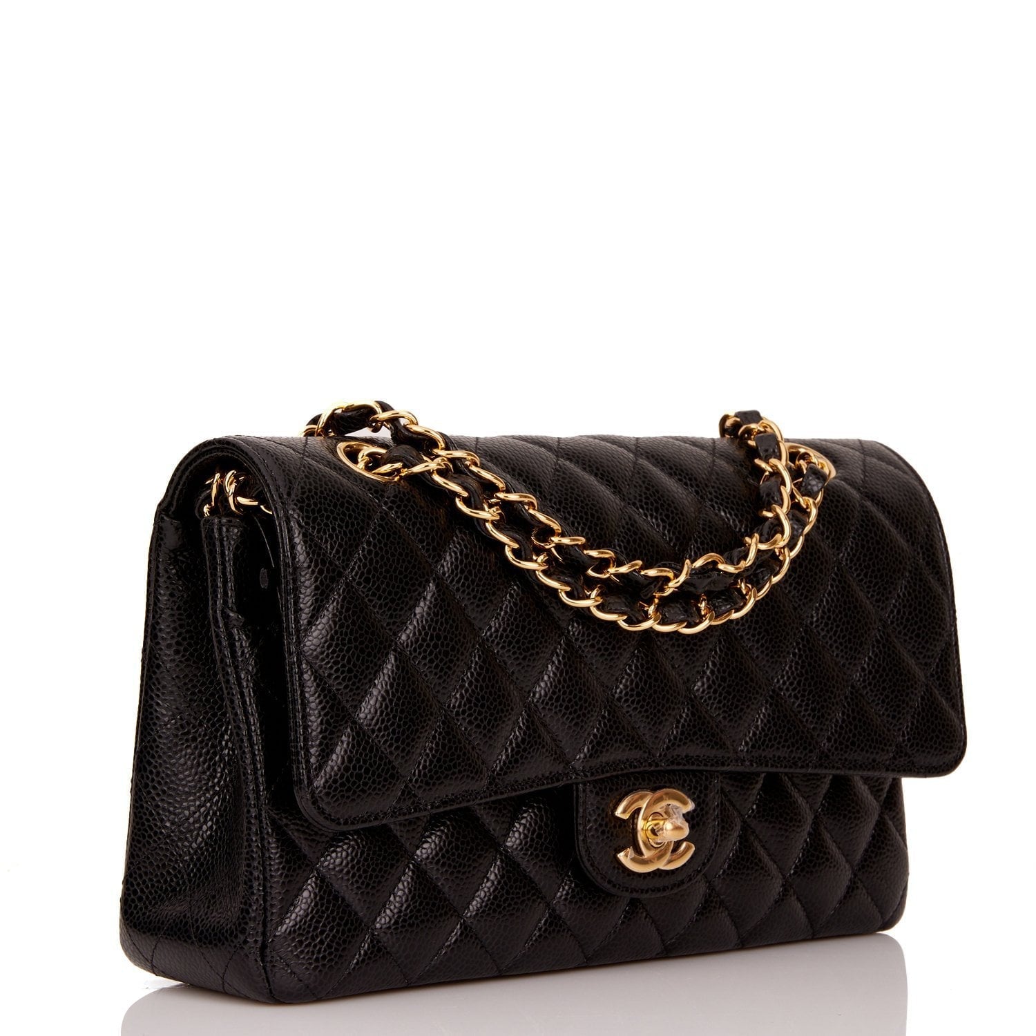 Chanel Medium Classic Double Flap Bag Black Quilted Caviar Gold Hardware - Luxury Designer Handbag for Women, Perfect for Evening Events & Special Occasions