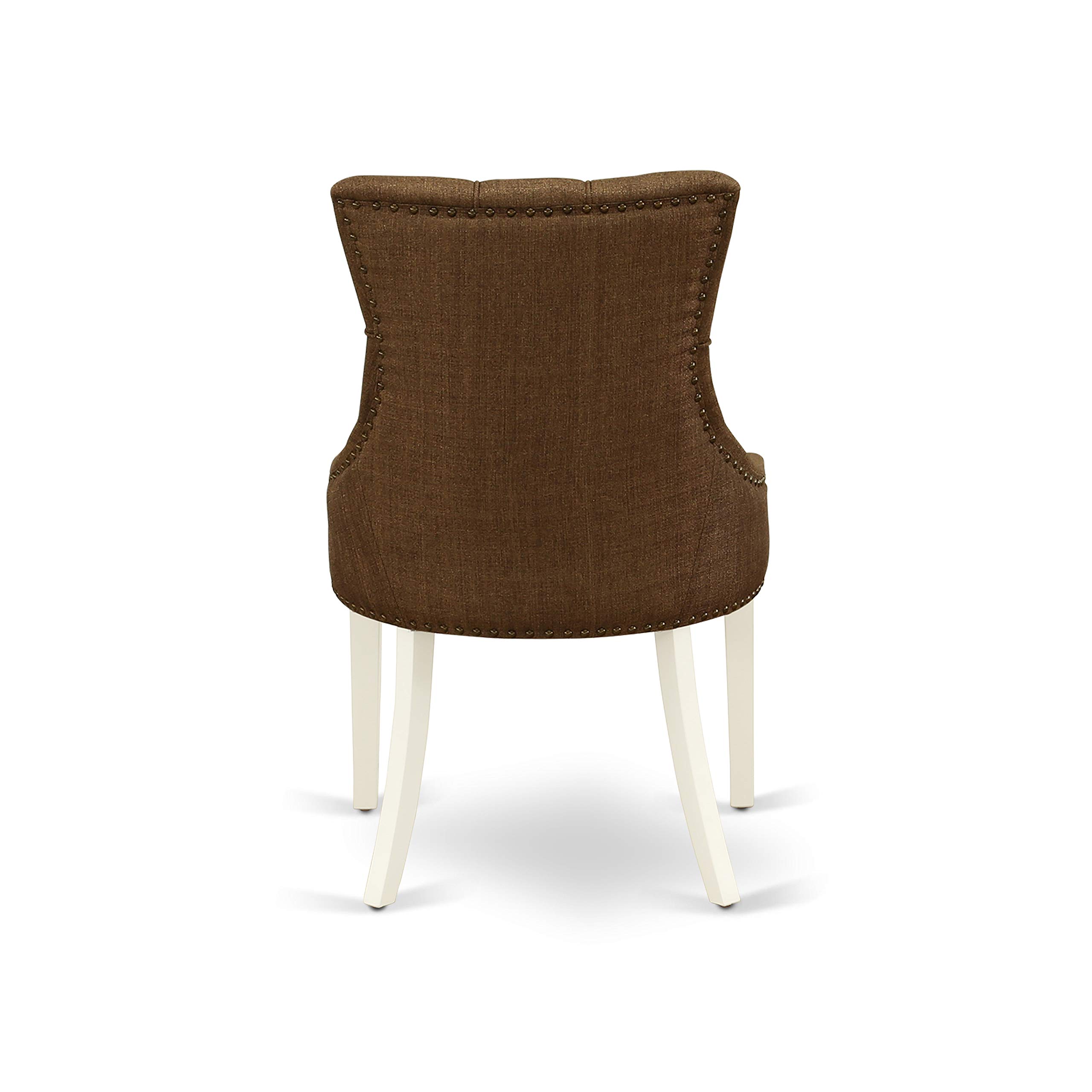 East West Furniture 3 Piece Dining Set - Rectangle Drop Leaf Table & 2 Brown Linen Upholstered Parson Chairs, 30x48 Inch, Linen White | Perfect for Small Spaces, Breakfast Nooks & Cozy Apartments