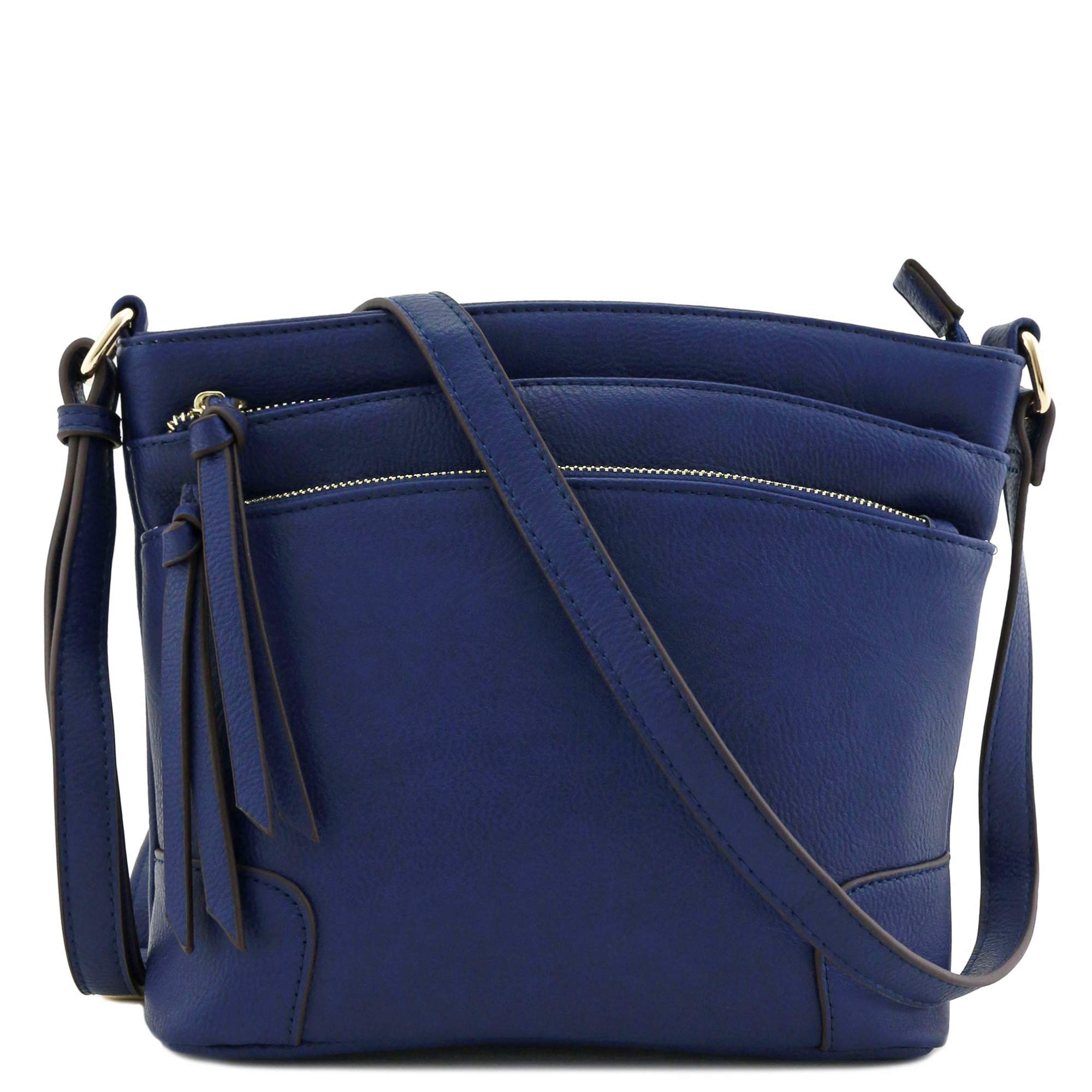 FashionPuzzle Triple Zipper Pocket Medium Crossbody Bag for Women - Stylish Anti-Theft Shoulder Purse for Travel, Shopping & Daily Use