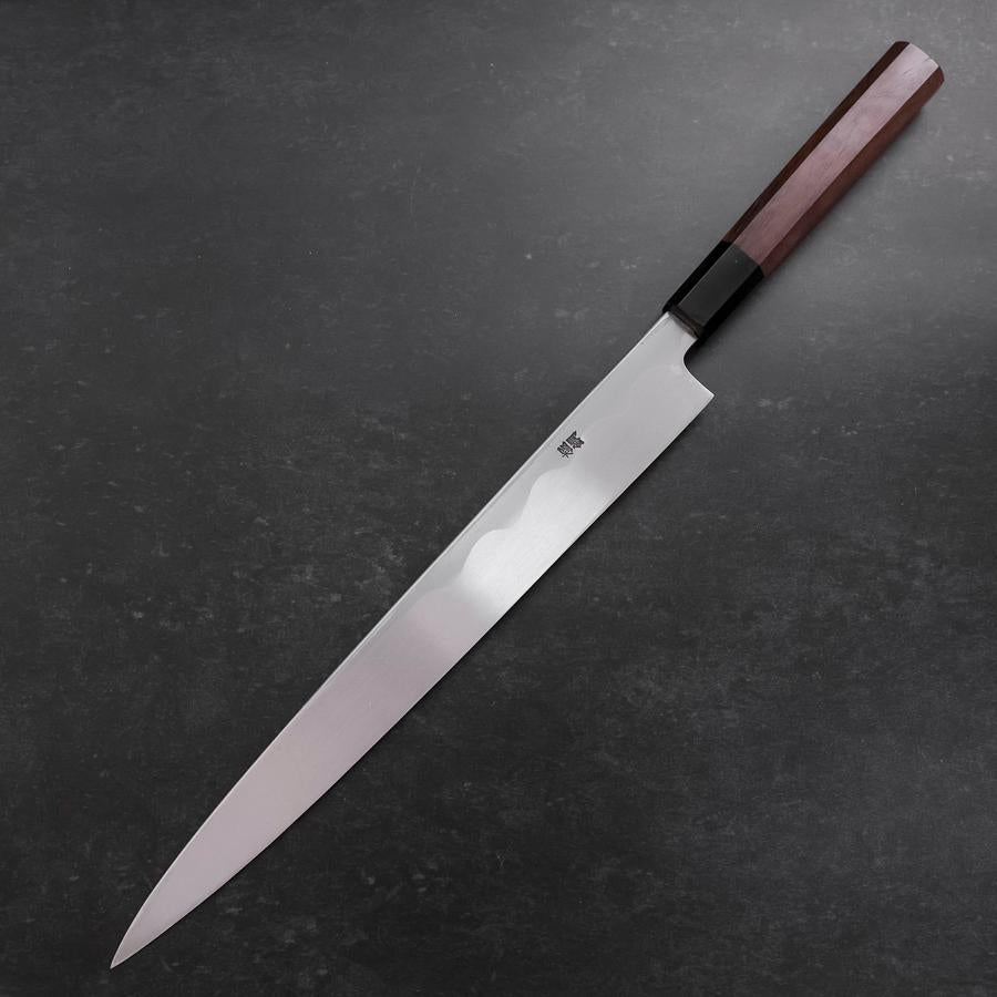 Premium Yanagiba Sushi Knife 300mm - Blue Steel #1 Hon Kasumi Blade with Buffalo Walnut Handle - Perfect for Sushi Chefs & Japanese Cuisine Preparation