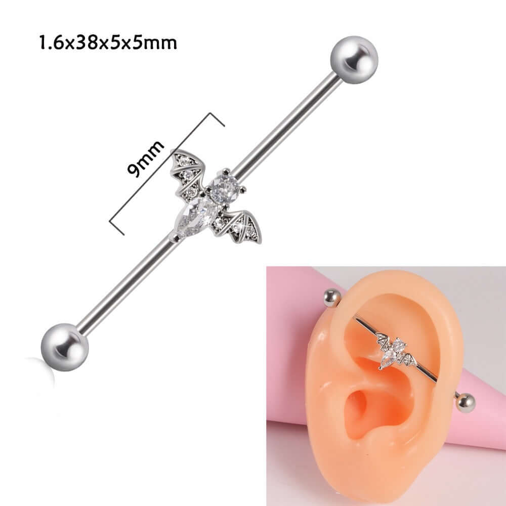 14g Silver Scorpio Insect Industrial Barbell Body Jewelry - Belly Button & Nose Piercing Bar | Perfect for Gothic, Punk & Alternative Fashion Styles