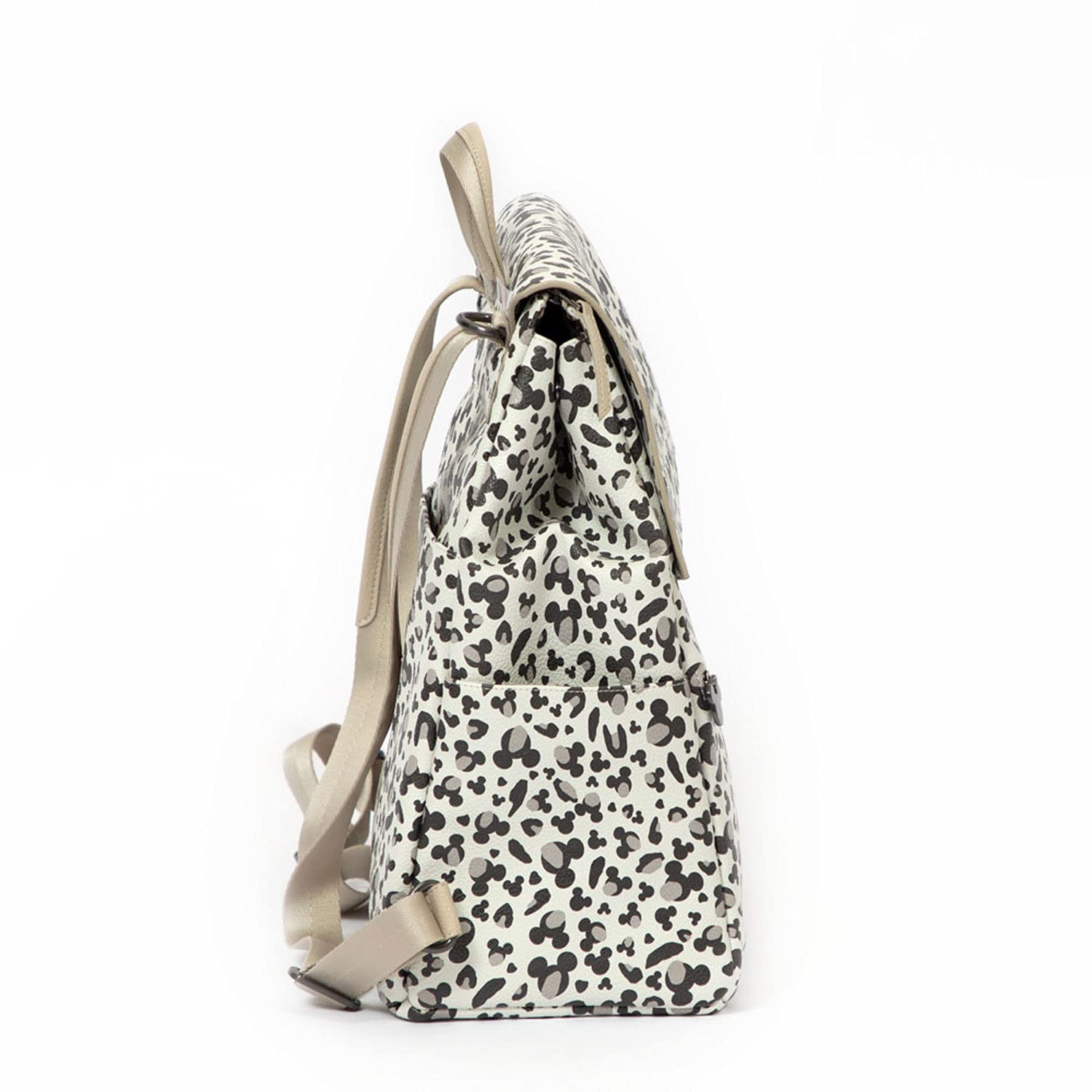 Freshly Picked Classic Diaper Bag Backpack - Waterproof Vegan Leather with Changing Pad & Convertible Design (Mickey Leopard Print) - Perfect for Baby Essentials, Travel & On-the-Go Parents