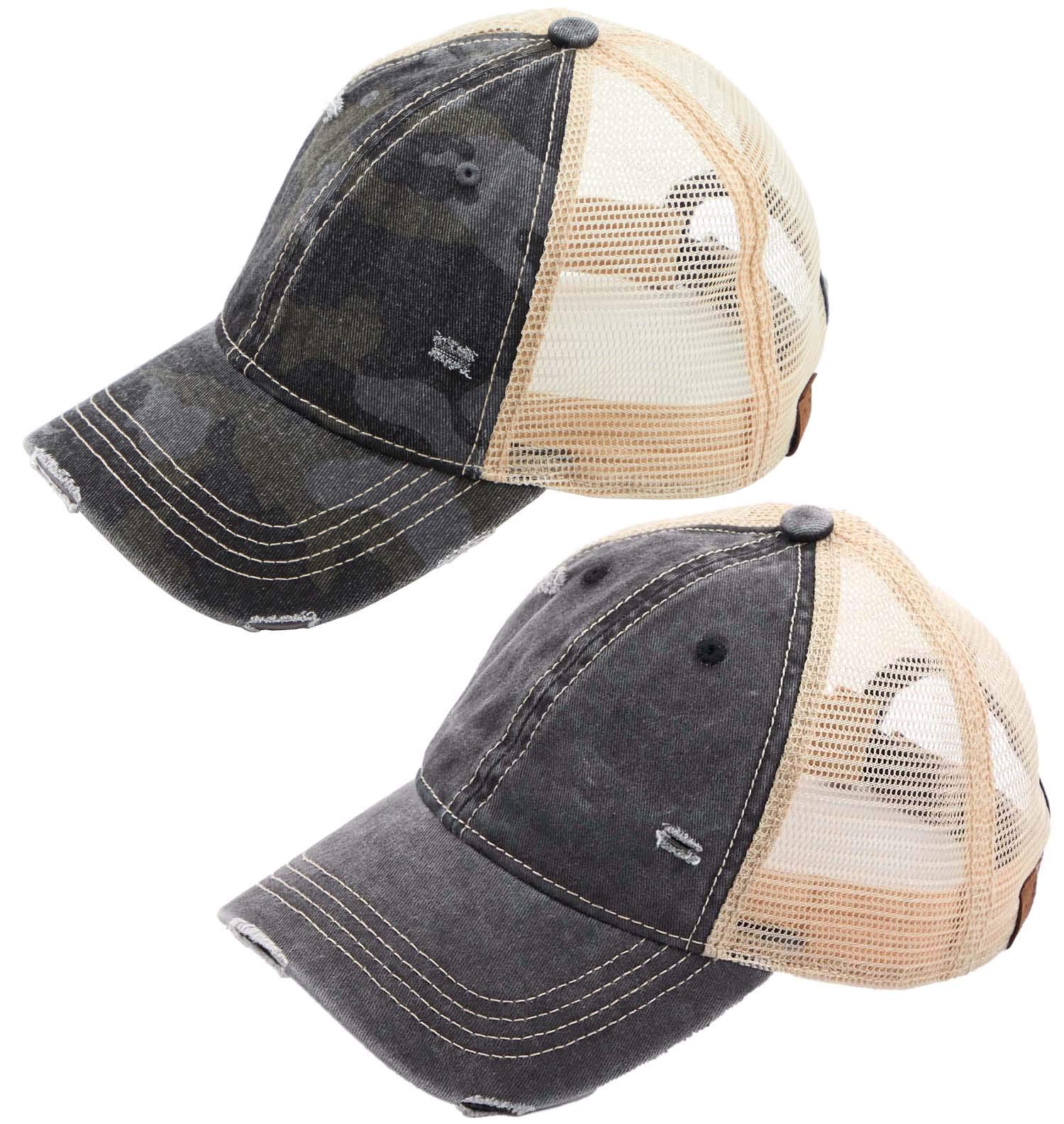 Funky Junque Women's Adjustable Back Strap Athletic Trucker Hat - Breathable Mesh Baseball Cap & Dad Hat 2-Pack Bundle for Running, Hiking, and Outdoor Activities